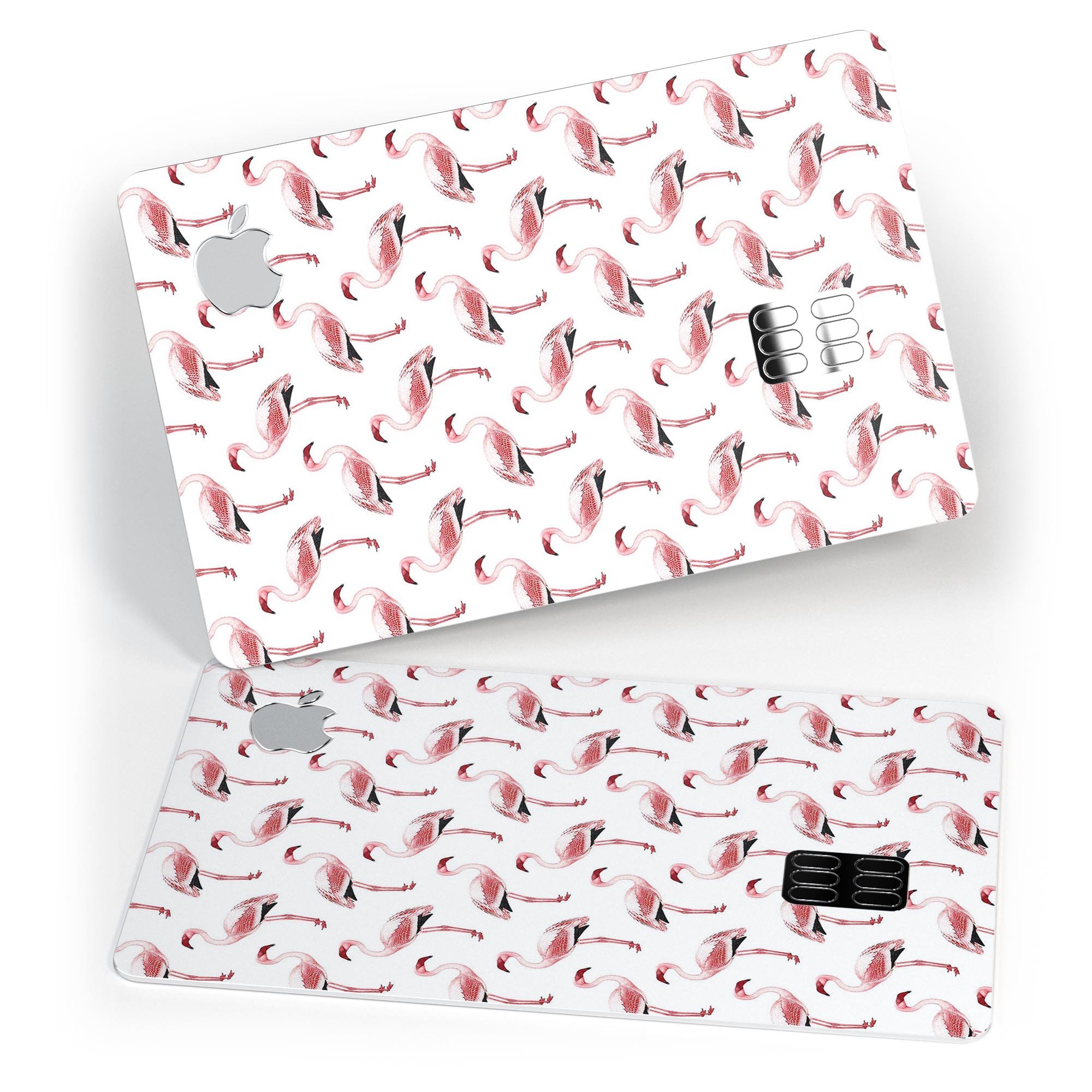 All Over Pink Flamingo Pattern skin for Apple Card, showcasing vibrant pink flamingos on a premium vinyl surface.