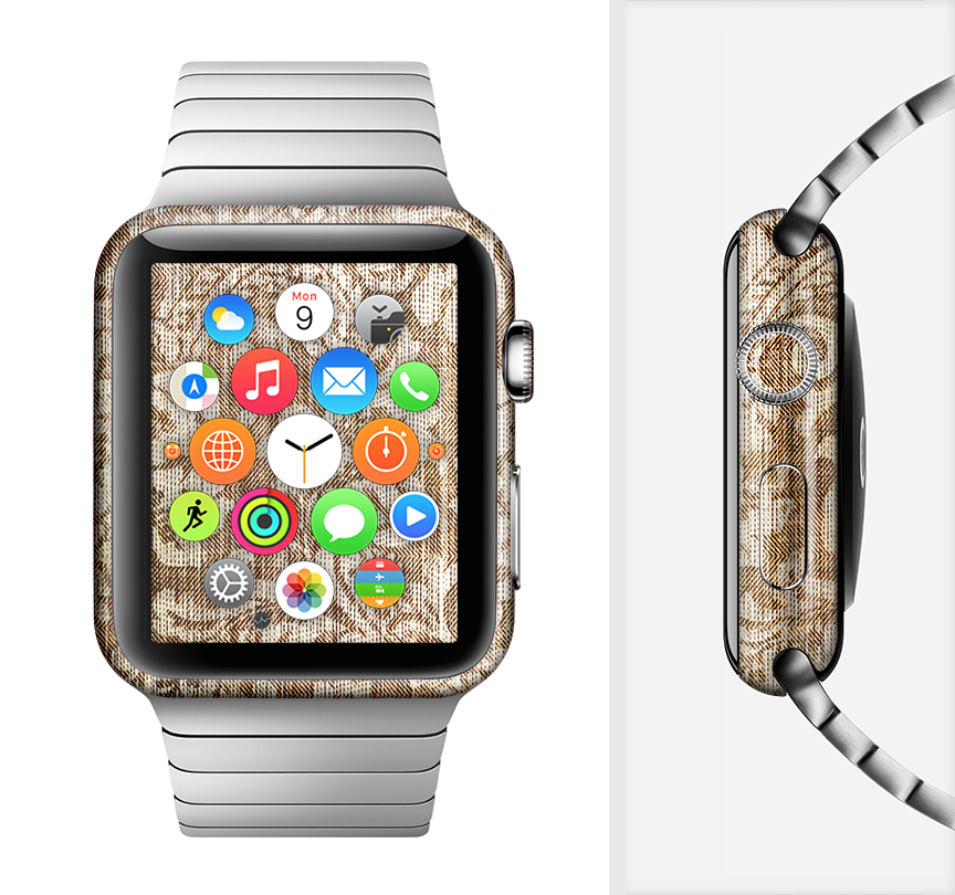Antique Floral Lace Pattern Skin Kit for Apple Watch, showcasing intricate floral designs on premium vinyl.