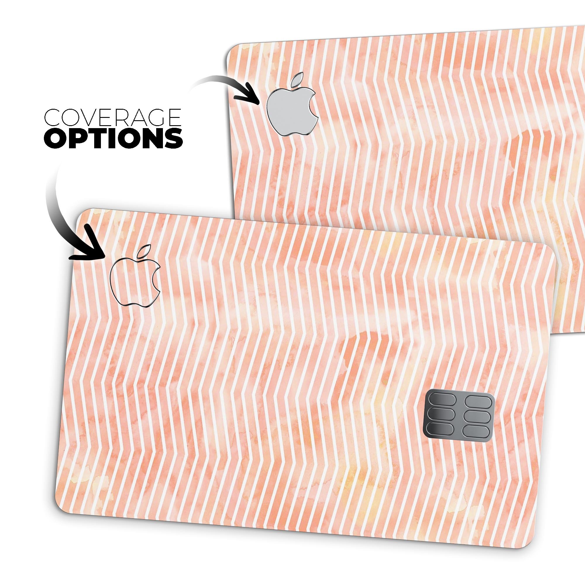 Apricot Grunge Surface decal with Chevron design, showcasing its vibrant colors and protective features for the Apple Card.