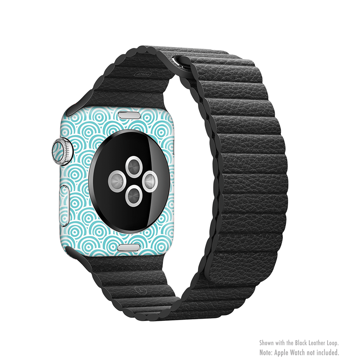 Aqua Blue & White Swirls Full-Body Skin Kit for Apple Watch, showcasing vibrant colors and sleek design.