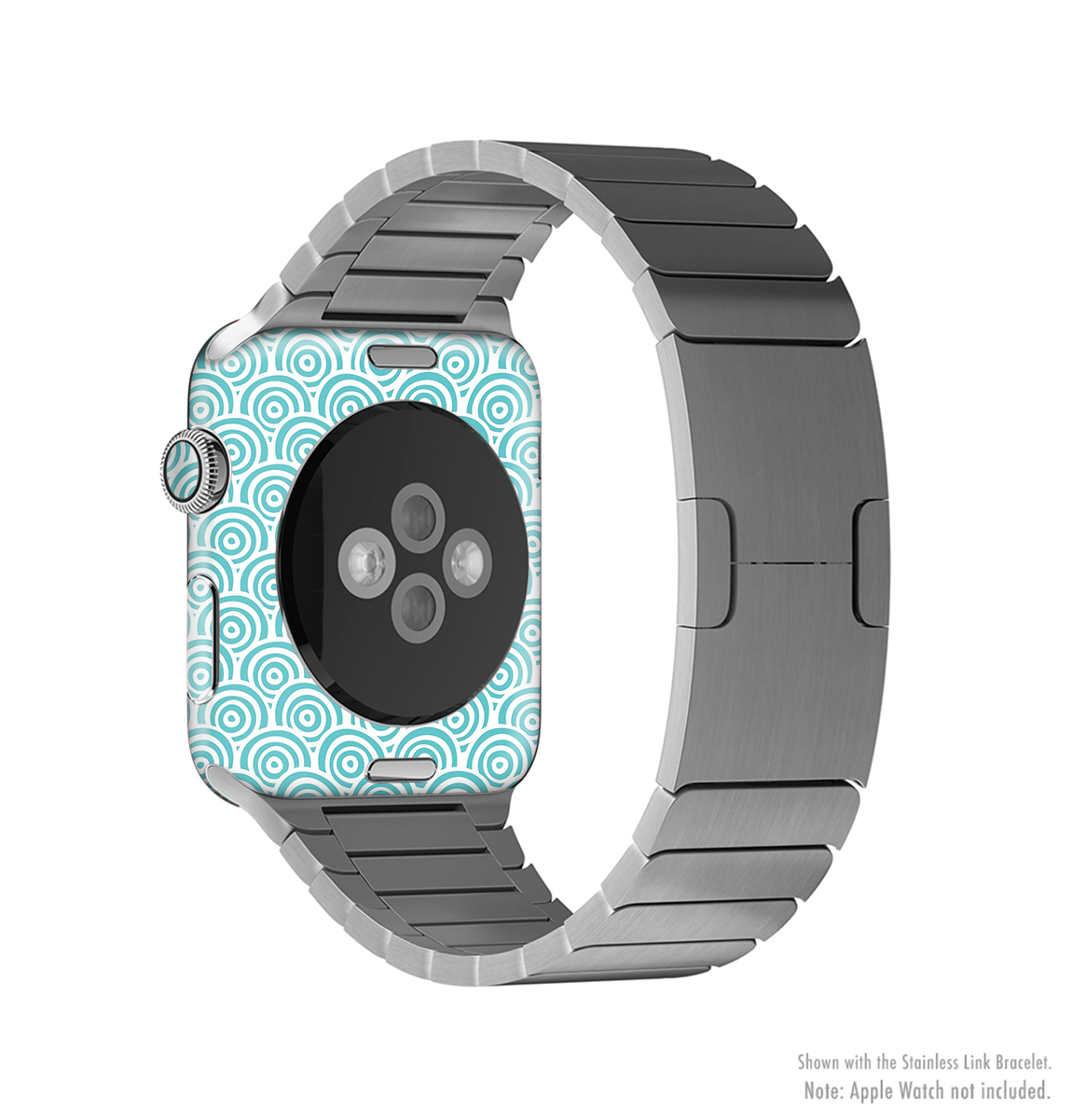 Aqua Blue & White Swirls Full-Body Skin Kit for Apple Watch, showcasing vibrant colors and sleek design.