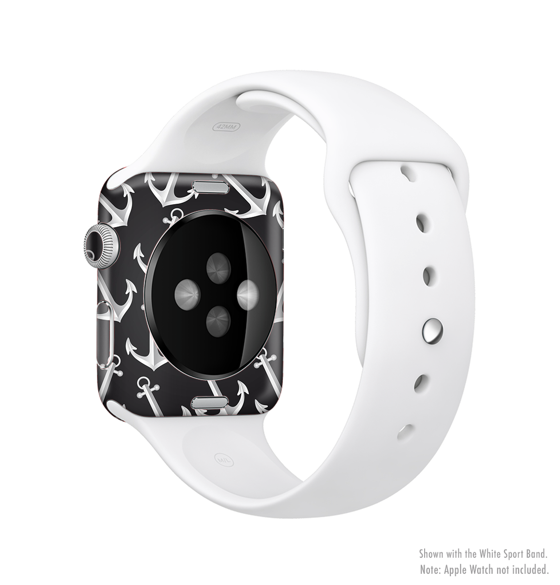The Black Anchor Collage Full-Body Skin Kit for Apple Watch, showcasing a stylish design with premium vinyl material for protection.