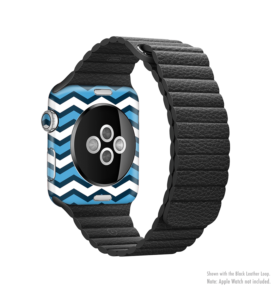 Blue Wide Chevron Pattern Full-Body Skin Kit for Apple Watch, showcasing a vibrant chevron design on a sleek watch.