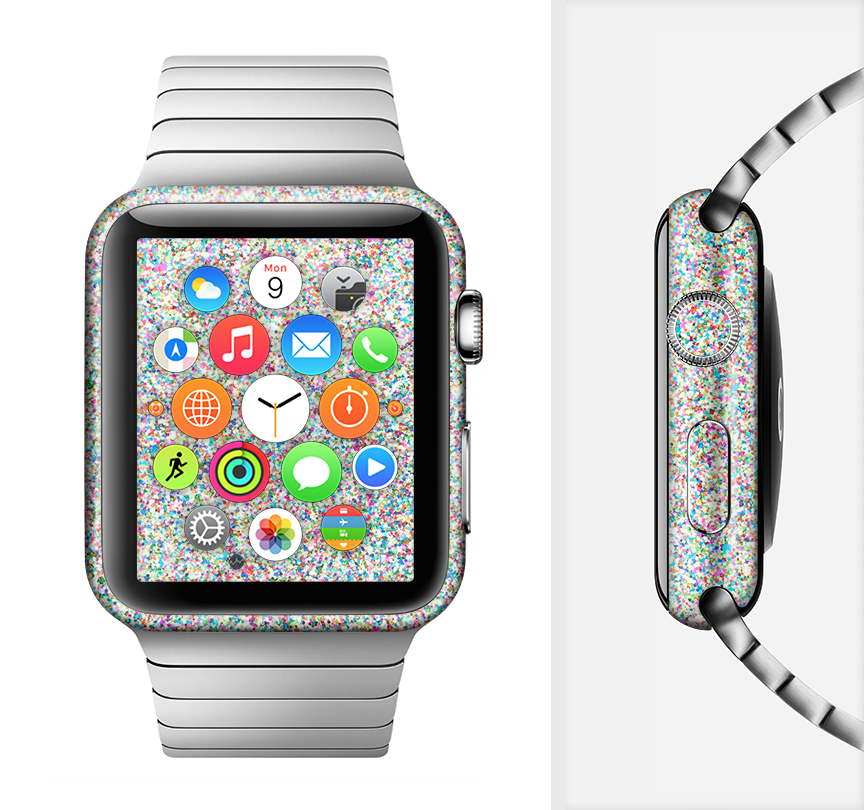 Colorful Small Sprinkles Full-Body Skin Kit for Apple Watch, showcasing vibrant design and premium vinyl material.