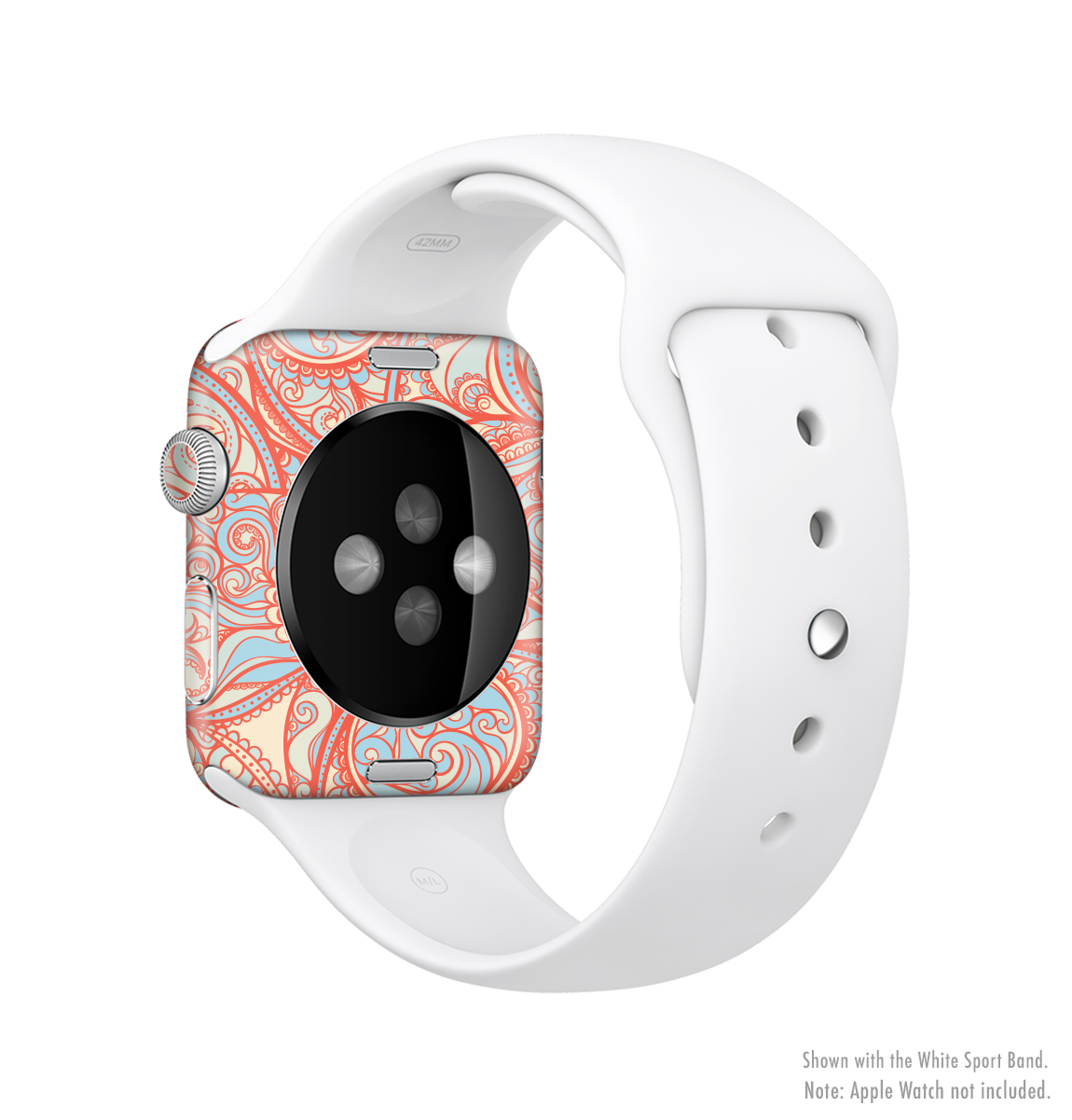 Coral Abstract Pattern V34 Full-Body Skin Kit for Apple Watch, showcasing vibrant colors and sleek design.