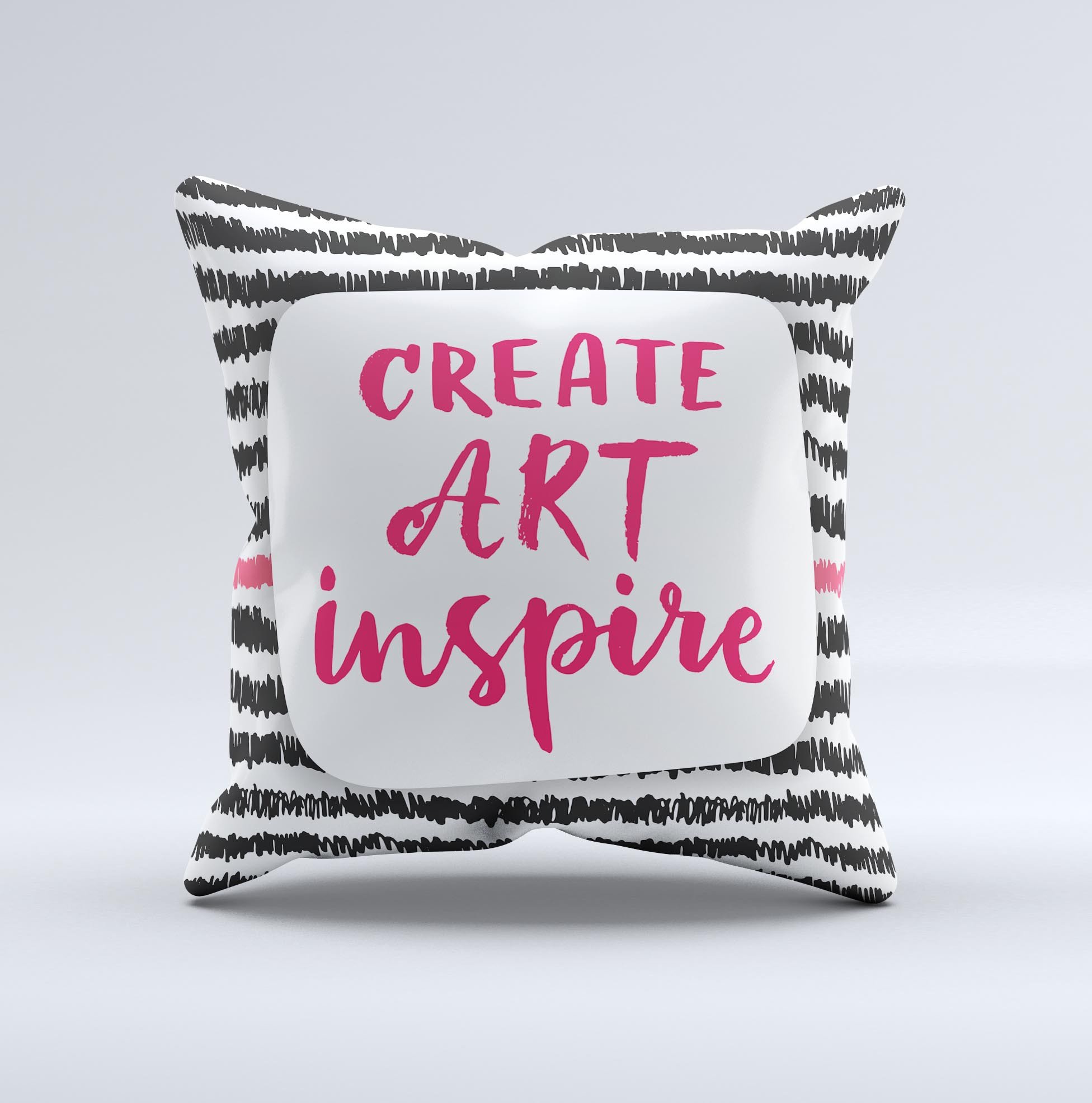 Create Art Inspire ink-Fuzed Decorative Throw Pillow featuring unique artistic design, handcrafted in Virginia with high-quality materials.