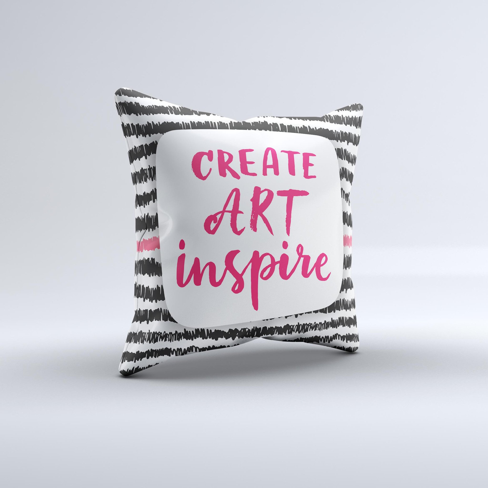 Create Art Inspire ink-Fuzed Decorative Throw Pillow featuring unique artistic design, handcrafted in Virginia with high-quality materials.