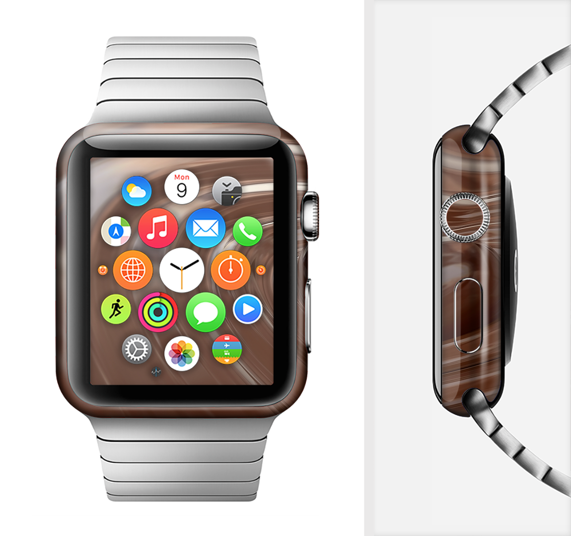 Dipped Chocolate Heart Full-Body Skin Kit for Apple Watch, showcasing its stylish design and premium vinyl material.