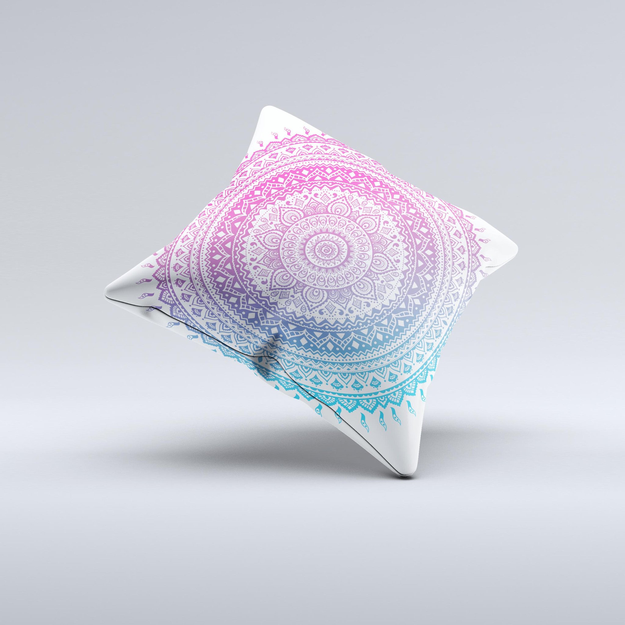 Ethnic Indian Tie-Dye Circle ink-Fuzed Decorative Throw Pillow featuring vibrant colors and unique handmade design.