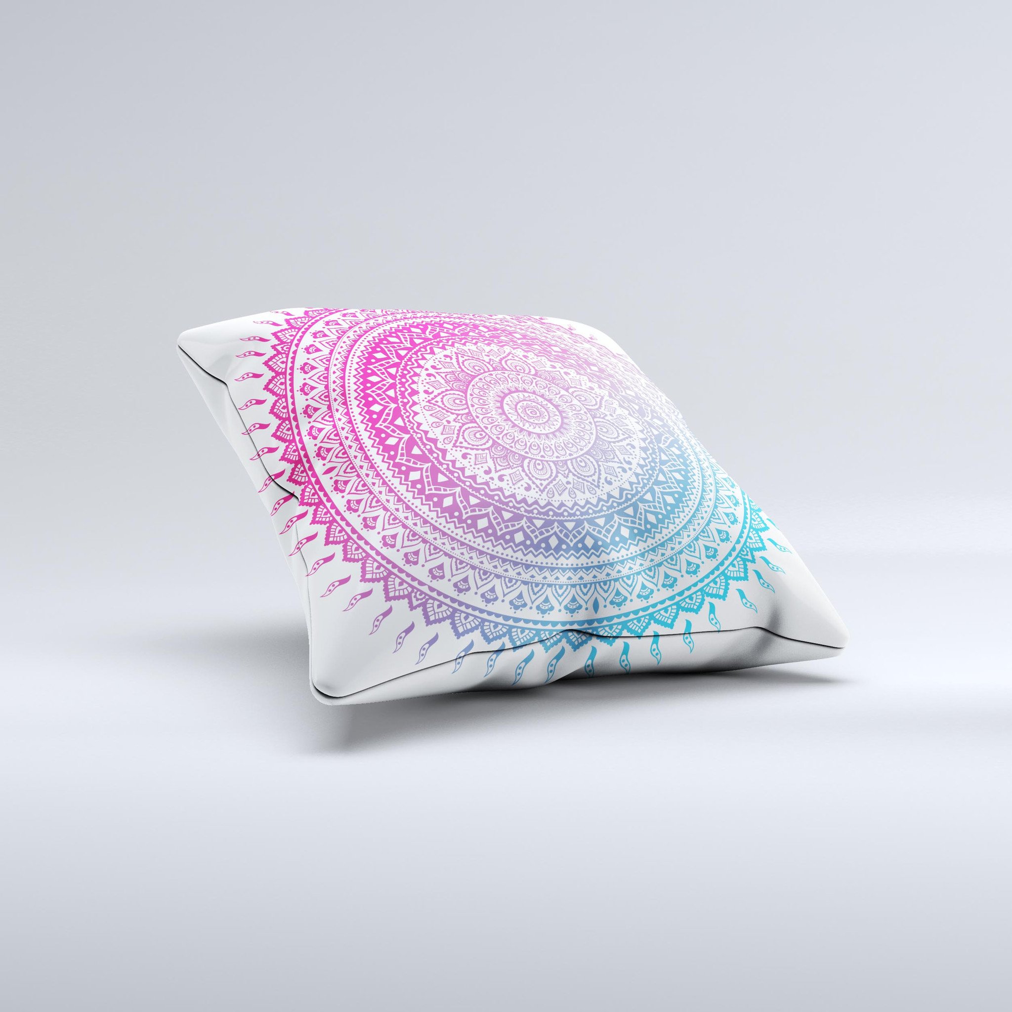 Ethnic Indian Tie-Dye Circle ink-Fuzed Decorative Throw Pillow featuring vibrant colors and unique handmade design.