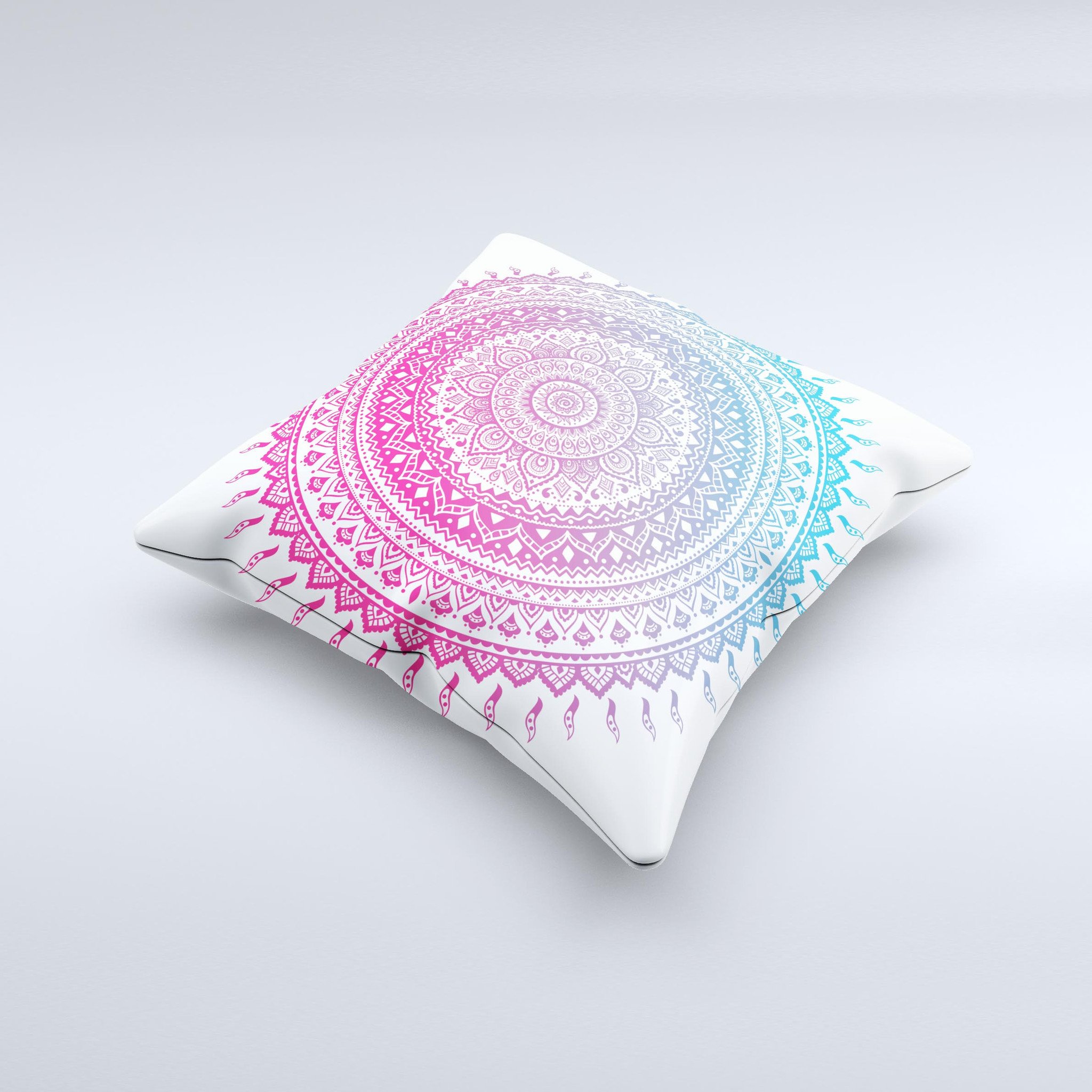 Ethnic Indian Tie-Dye Circle ink-Fuzed Decorative Throw Pillow featuring vibrant colors and unique handmade design.
