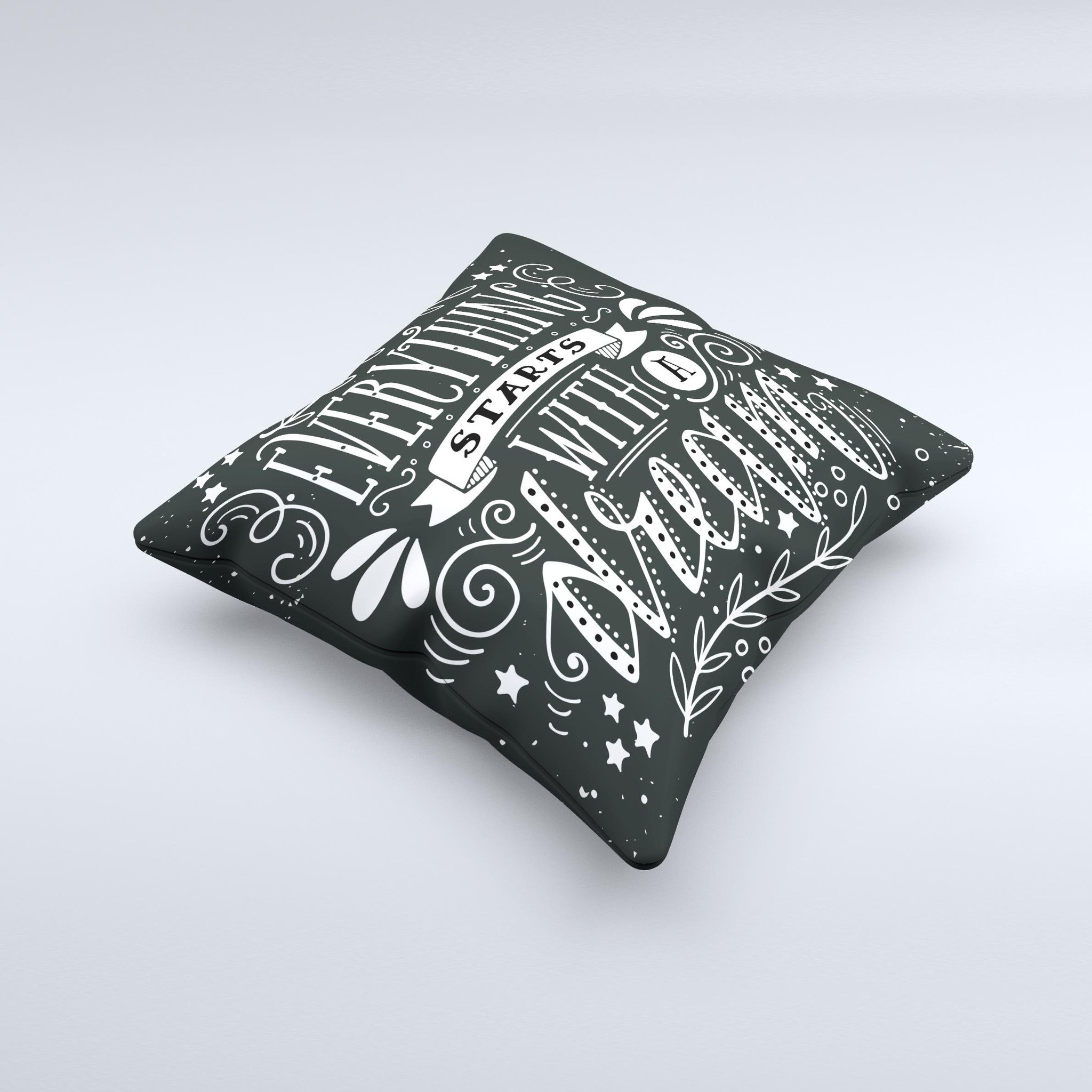 A beautifully handcrafted decorative throw pillow featuring the phrase 'Everything Starts with a Dream', made with high-quality fabric and unique design.