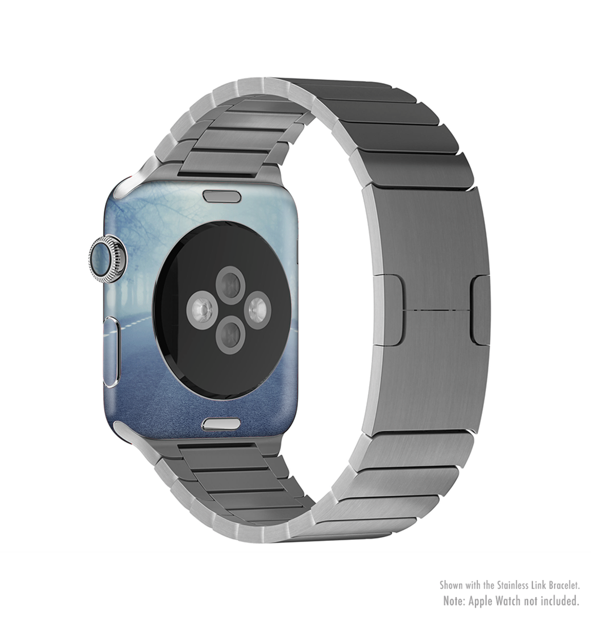 The Foggy Back Road Full-Body Skin Kit for Apple Watch showcasing its stylish design and premium vinyl material.