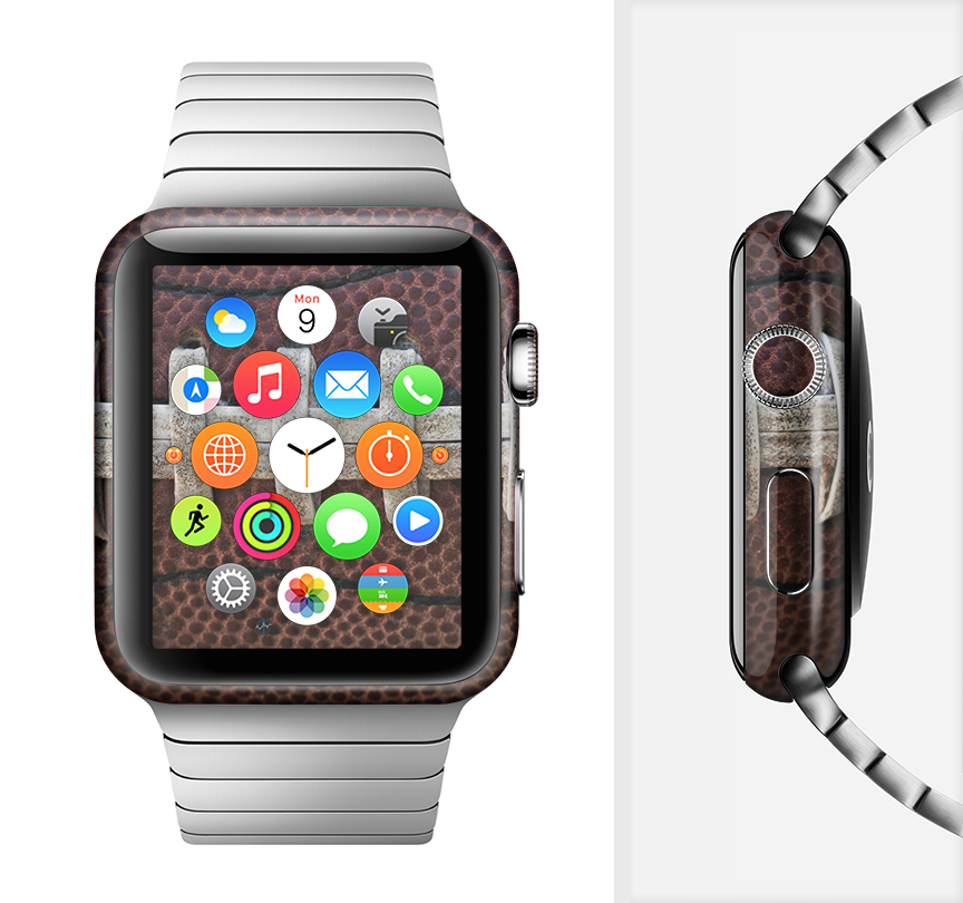 Football Laced Full-Body Skin Kit for Apple Watch showcasing its stylish design and premium vinyl material.