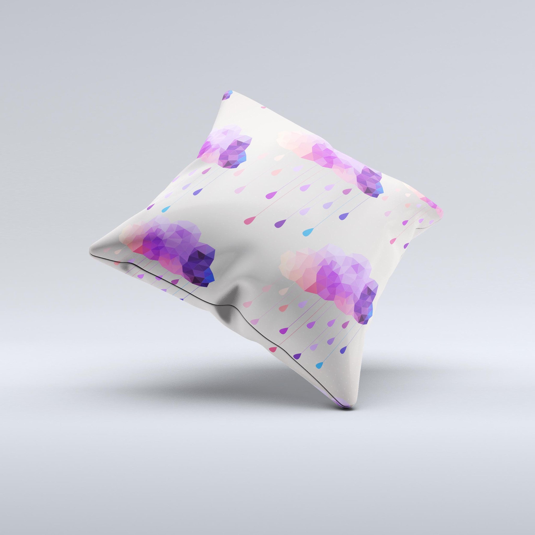 Geometric Rain Clouds ink-Fuzed Decorative Throw Pillow showcasing unique design and high-quality fabric.