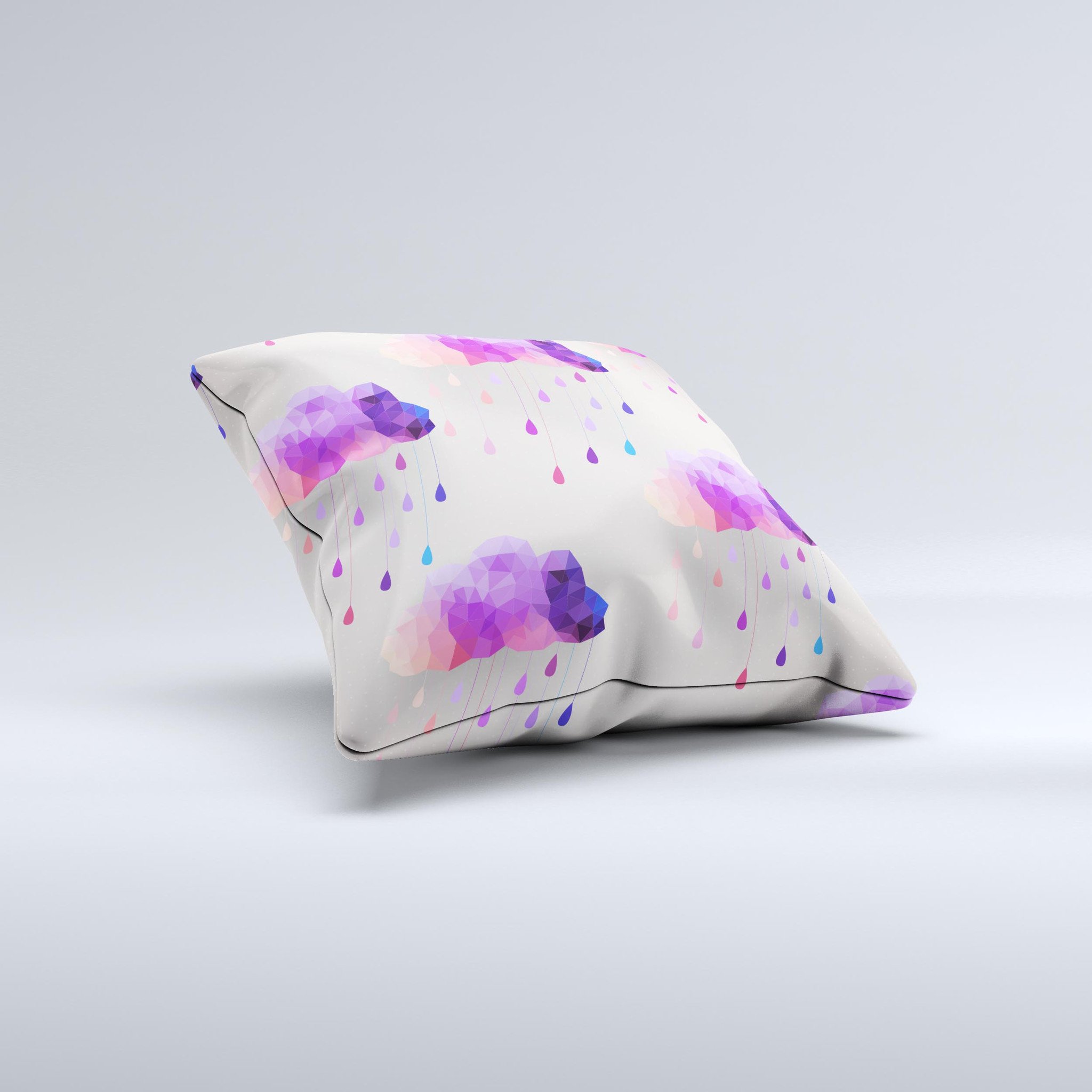 Geometric Rain Clouds ink-Fuzed Decorative Throw Pillow showcasing unique design and high-quality fabric.