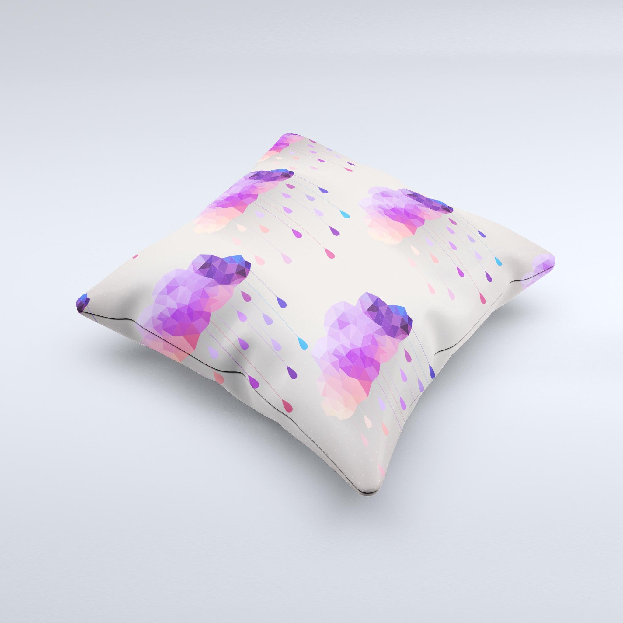 Geometric Rain Clouds ink-Fuzed Decorative Throw Pillow showcasing unique design and high-quality fabric.