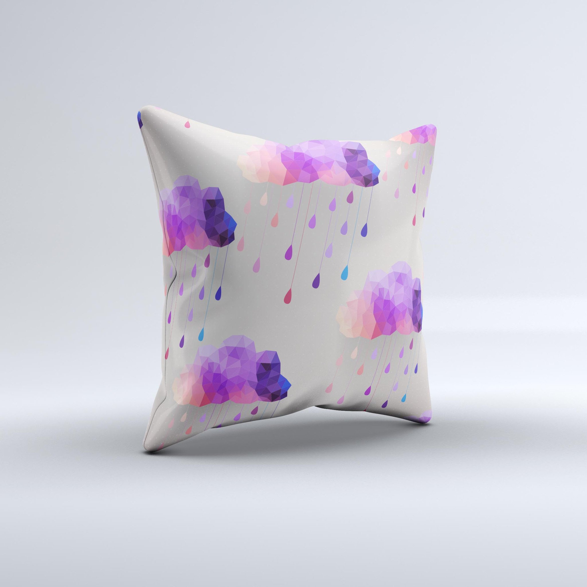 Geometric Rain Clouds ink-Fuzed Decorative Throw Pillow showcasing unique design and high-quality fabric.