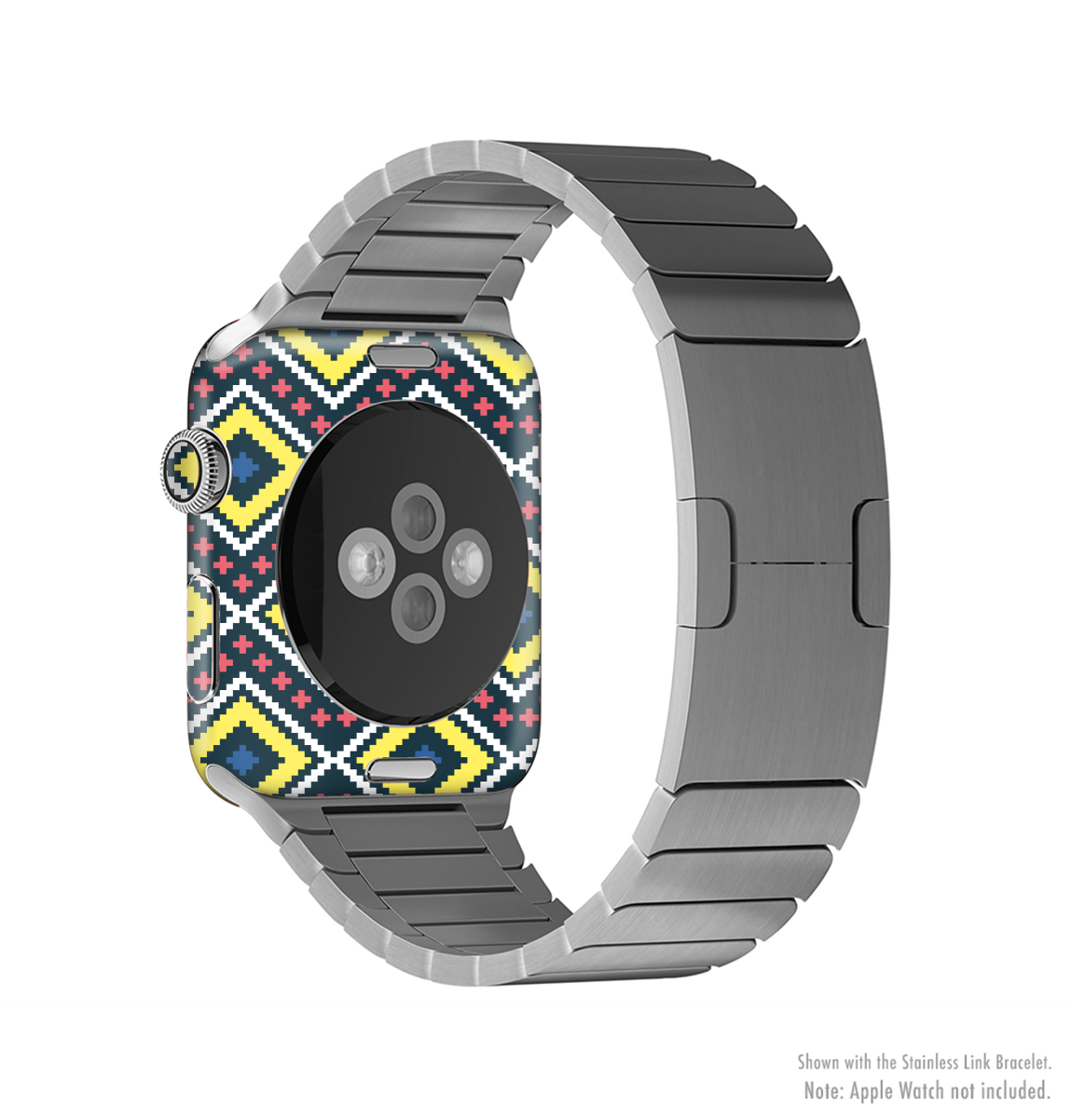 Gold and black vector plaid skin kit for Apple Watch, showcasing its stylish design and premium vinyl material.