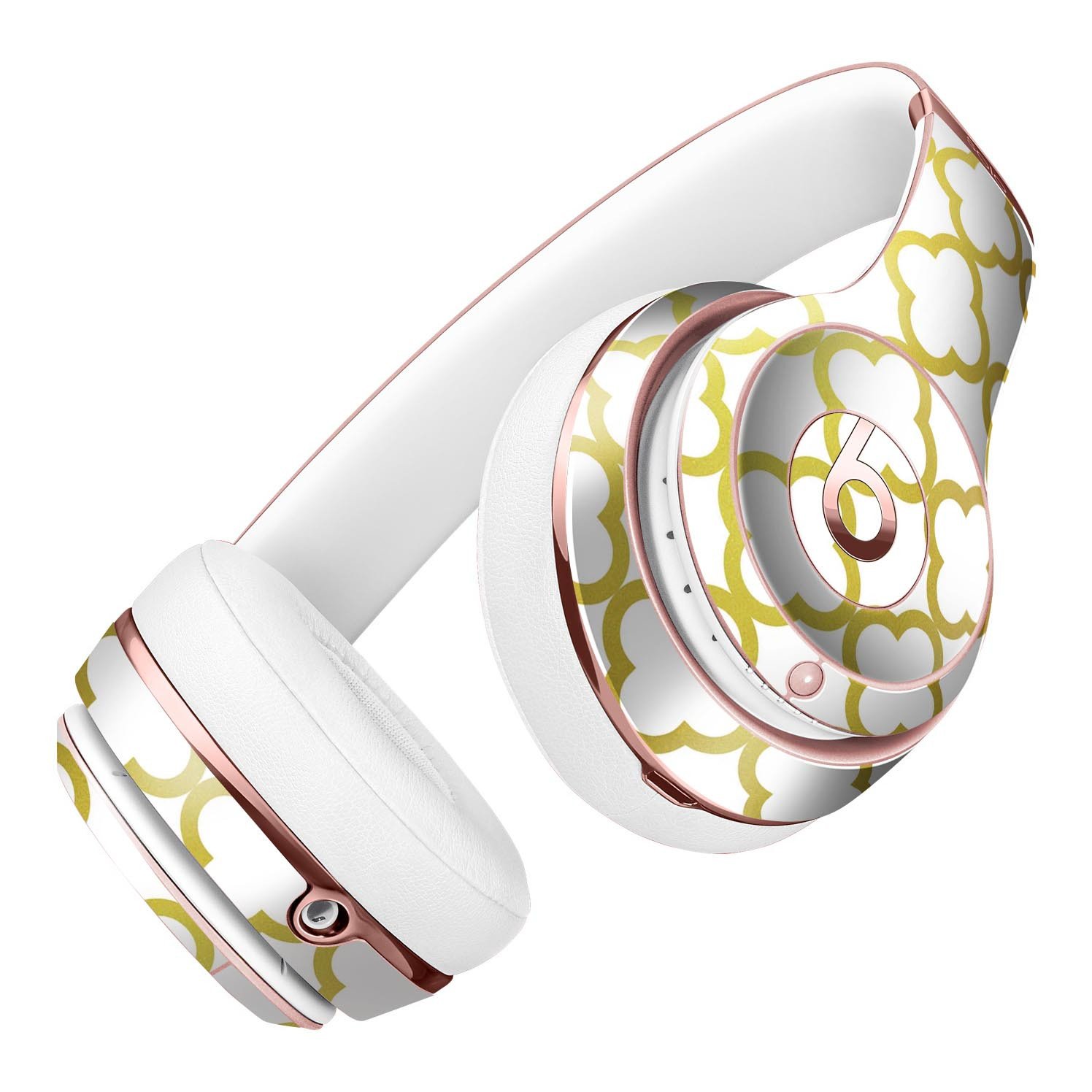 Golden Moroccan Pattern Full-Body Skin Kit for Beats by Dre Solo 3 Wireless Headphones, showcasing intricate design and premium vinyl material.