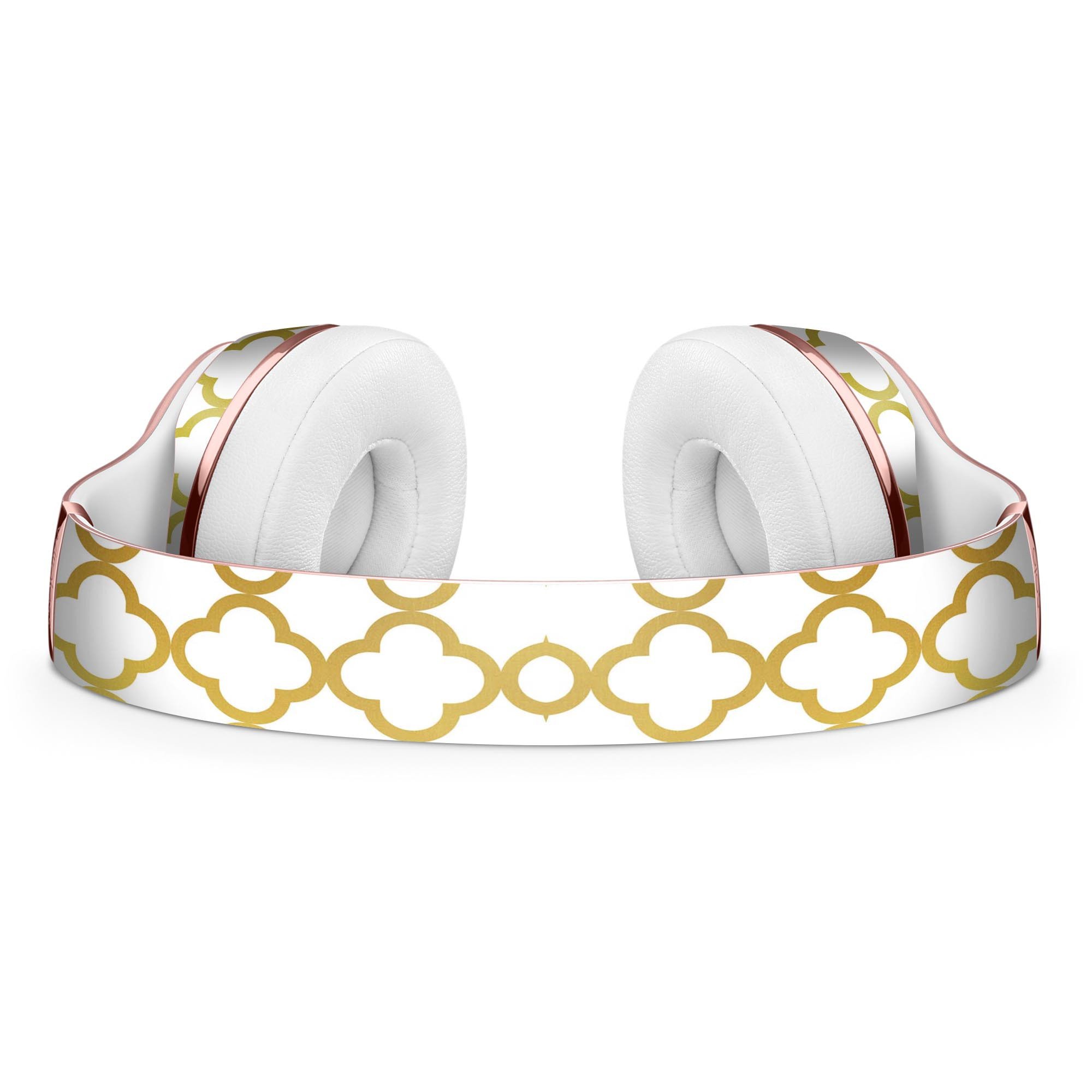Golden Moroccan Pattern Full-Body Skin Kit for Beats by Dre Solo 3 Wireless Headphones, showcasing intricate design and premium vinyl material.