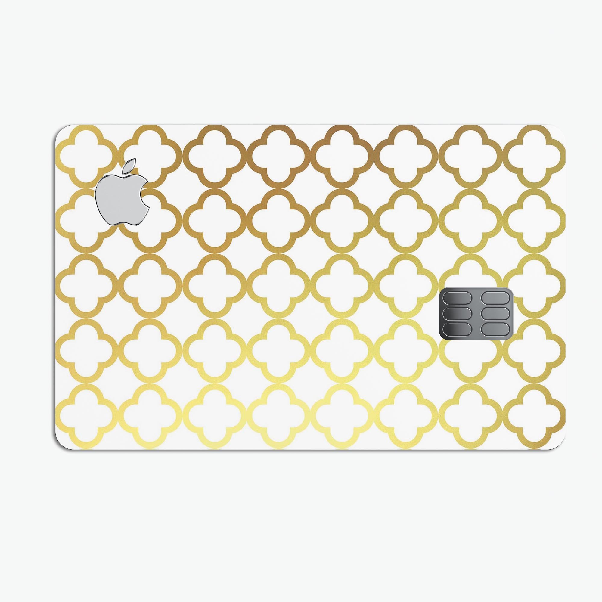 The Golden Moroccan Pattern skin kit for Apple Card, showcasing intricate design and premium quality vinyl.