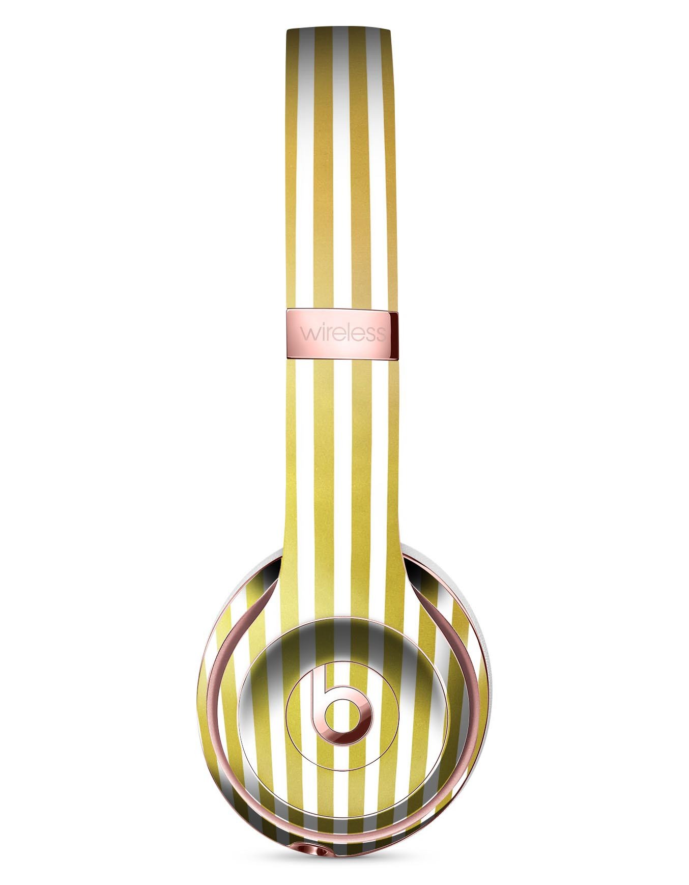 Golden Vertical Stripes Full-Body Skin Kit for Beats by Dre Solo 3 Wireless Headphones, showcasing stylish design and premium vinyl material.