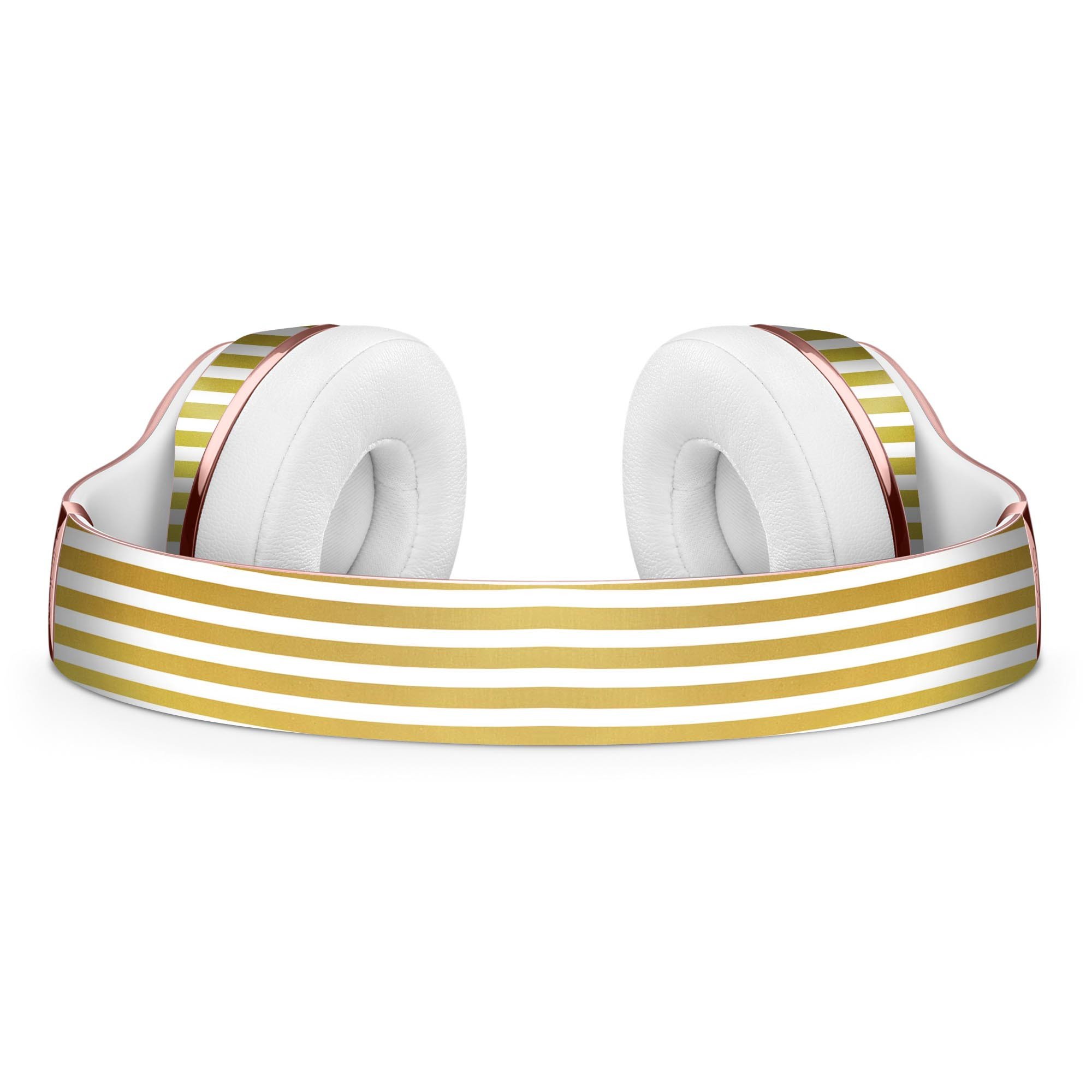 Golden Vertical Stripes Full-Body Skin Kit for Beats by Dre Solo 3 Wireless Headphones, showcasing stylish design and premium vinyl material.