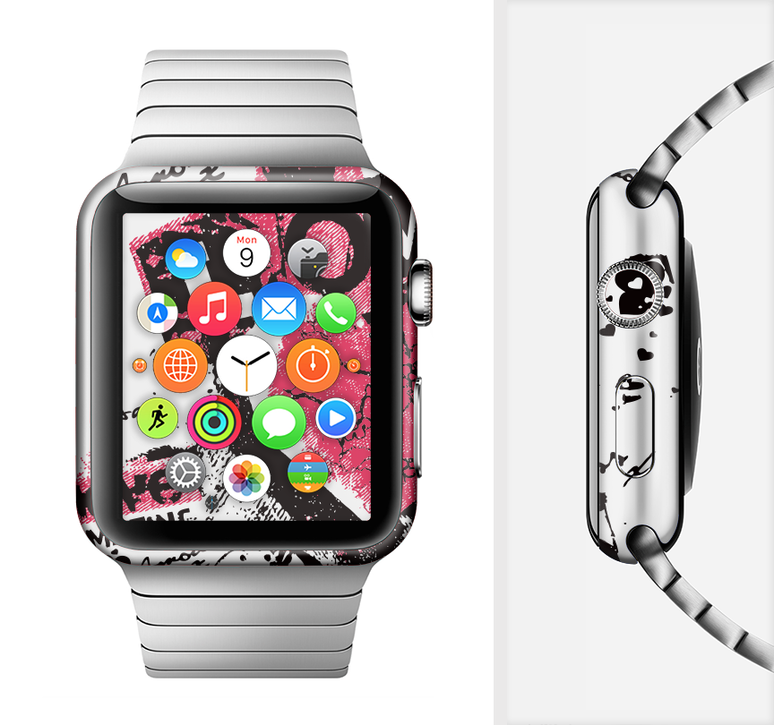 Grunge Love Rocks Full-Body Skin Kit for Apple Watch, showcasing a stylish design with premium vinyl material.