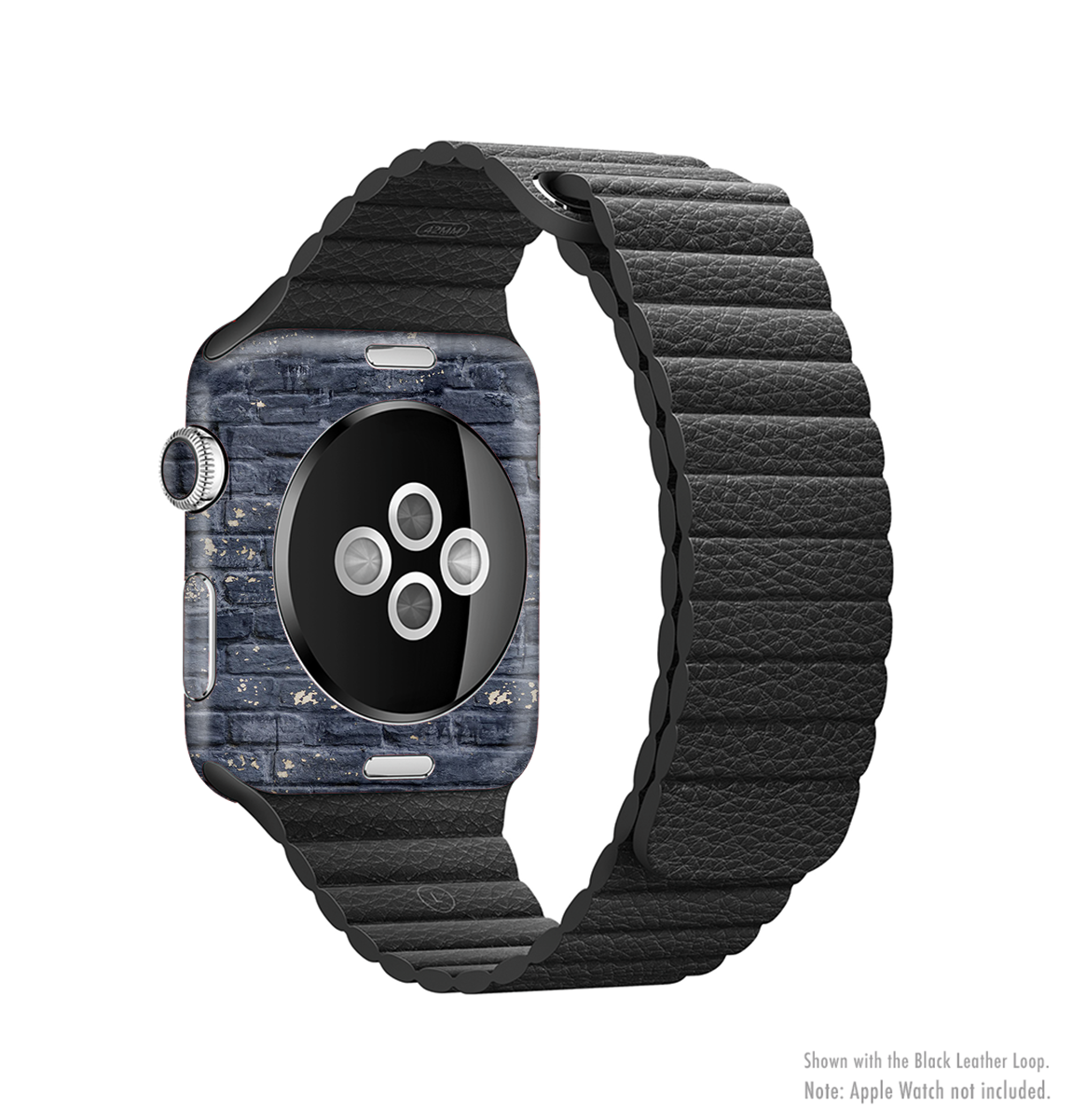 Grungy dark blue brick wall skin kit for Apple Watch, showcasing a stylish design that fits perfectly and protects the device.