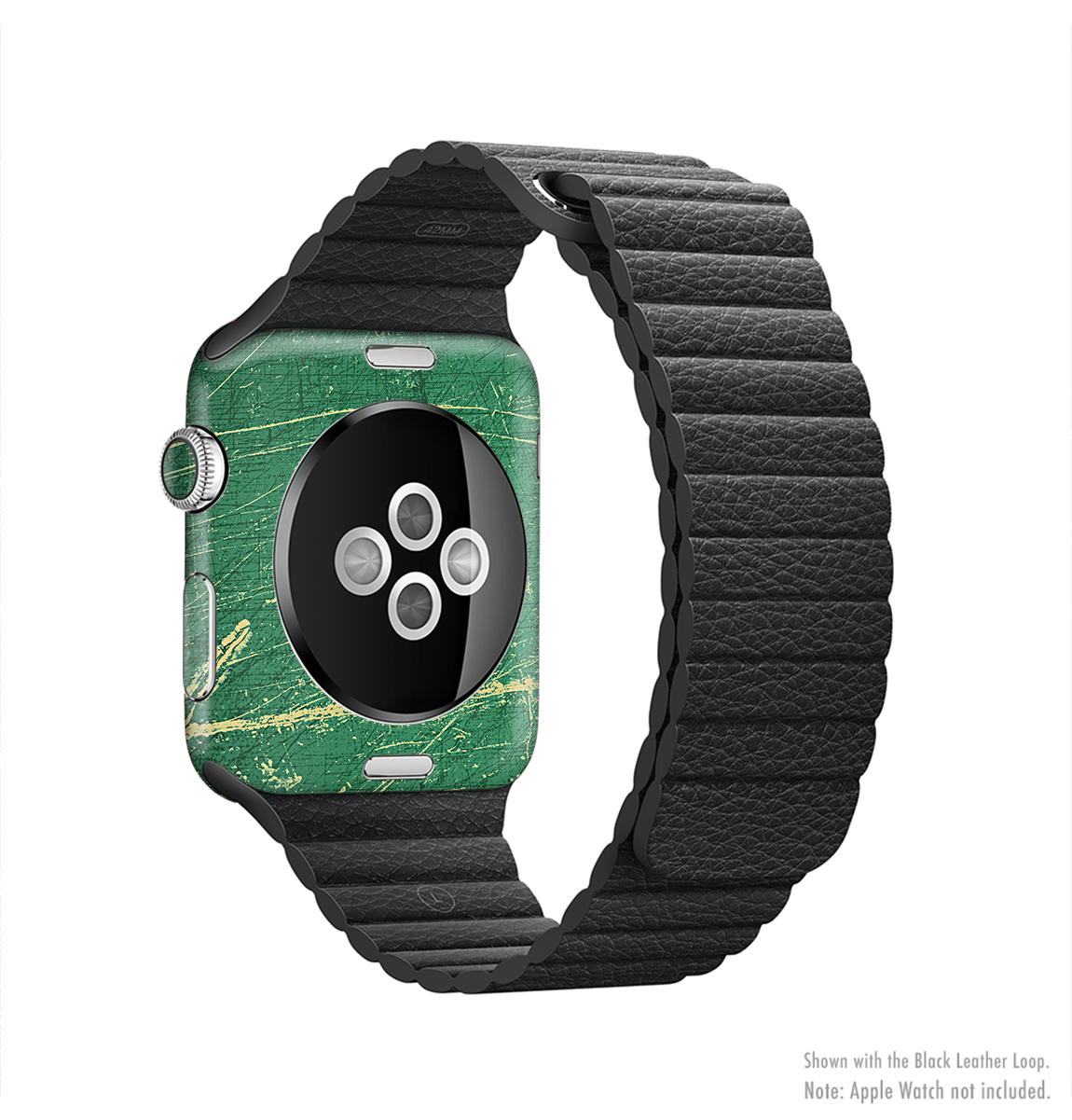 Grungy Green Surface Design Full-Body Skin Kit for Apple Watch, showcasing its vibrant pattern and sleek fit.
