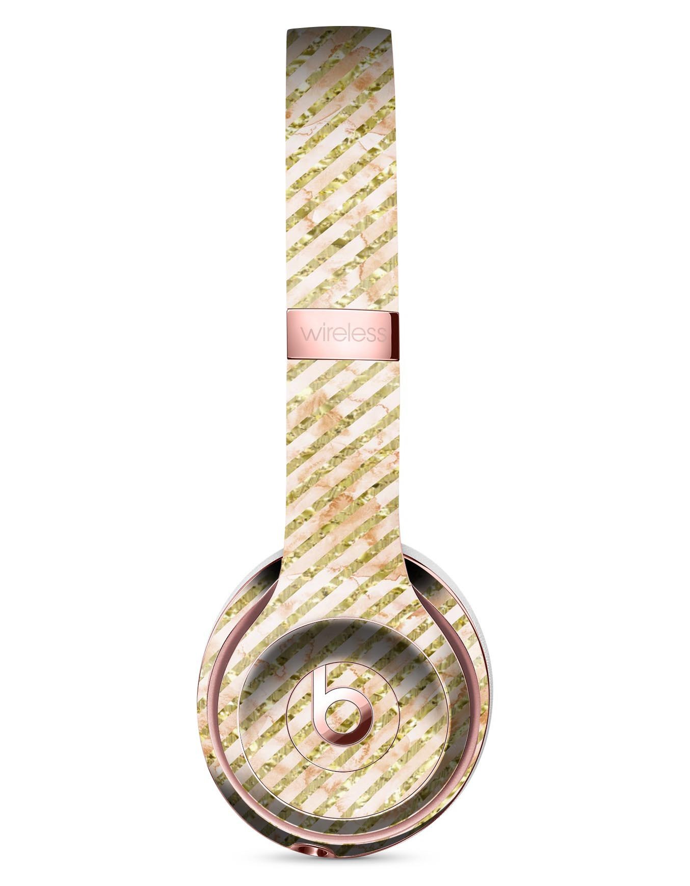 Floral-patterned wireless headphones.