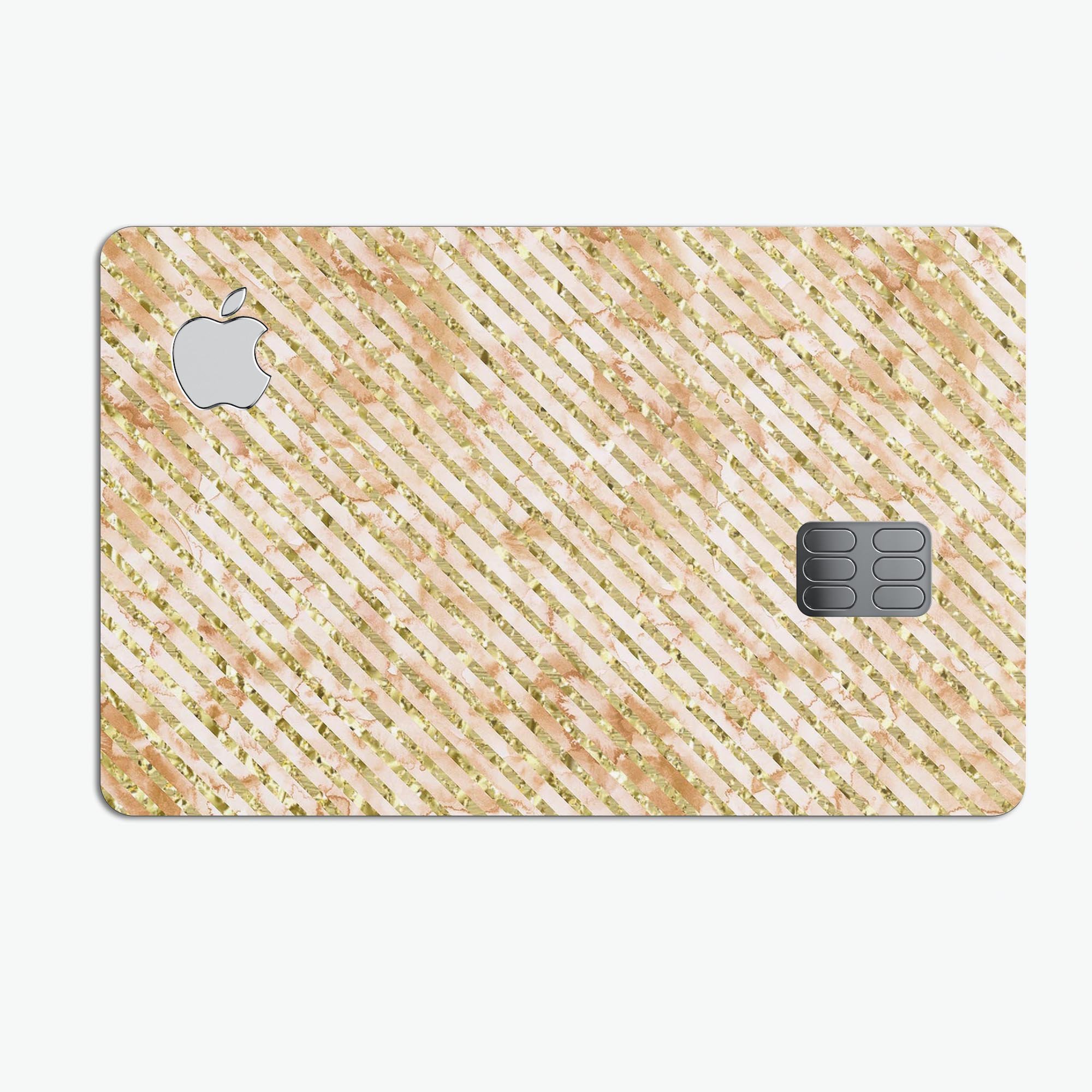 The Grungy Tan Slanted Lines decal skin for Apple Card, showcasing its premium vinyl texture and stylish design.