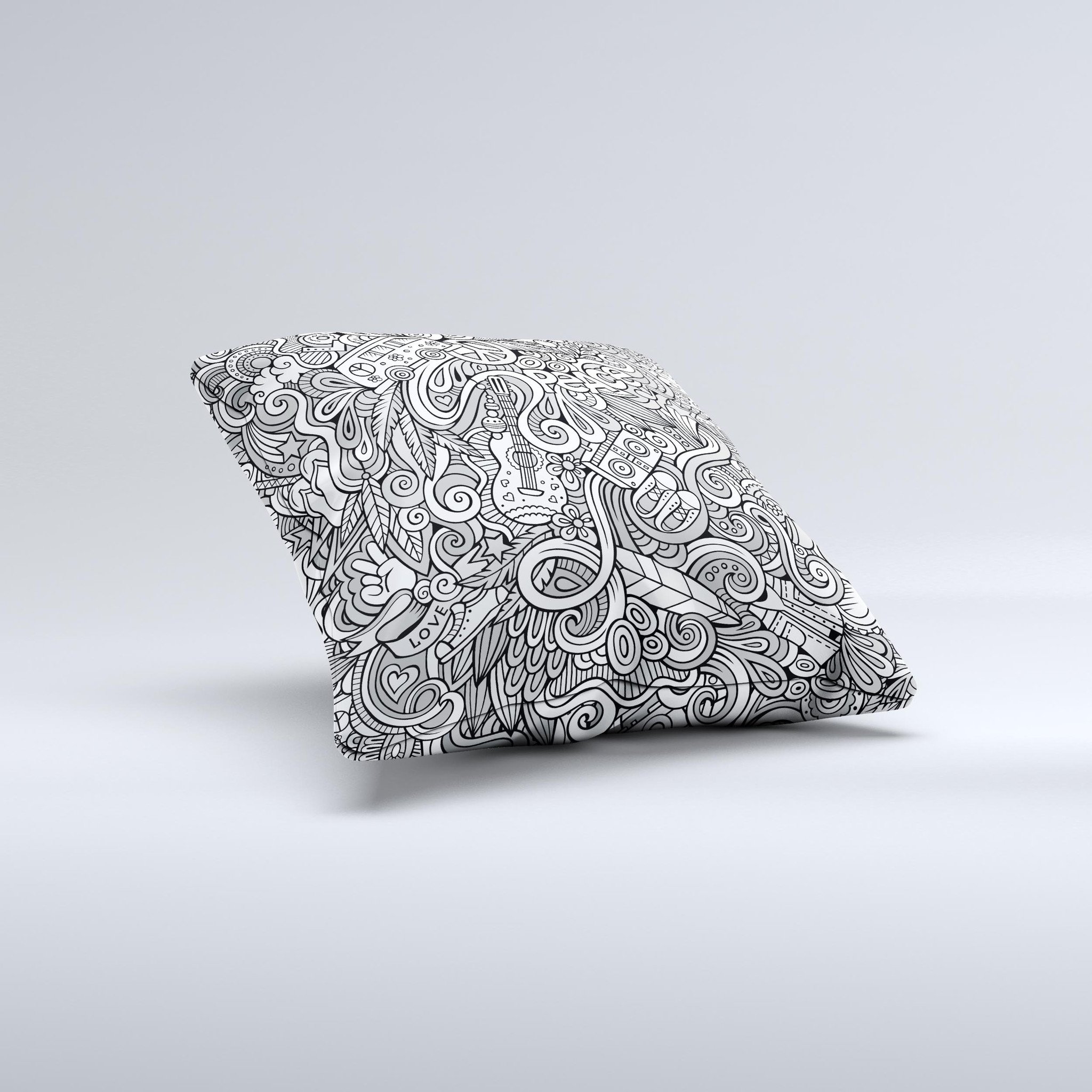 A colorful, handcrafted throw pillow featuring unique designs, made from high-quality poly/cotton fabric with plush polyester filling.