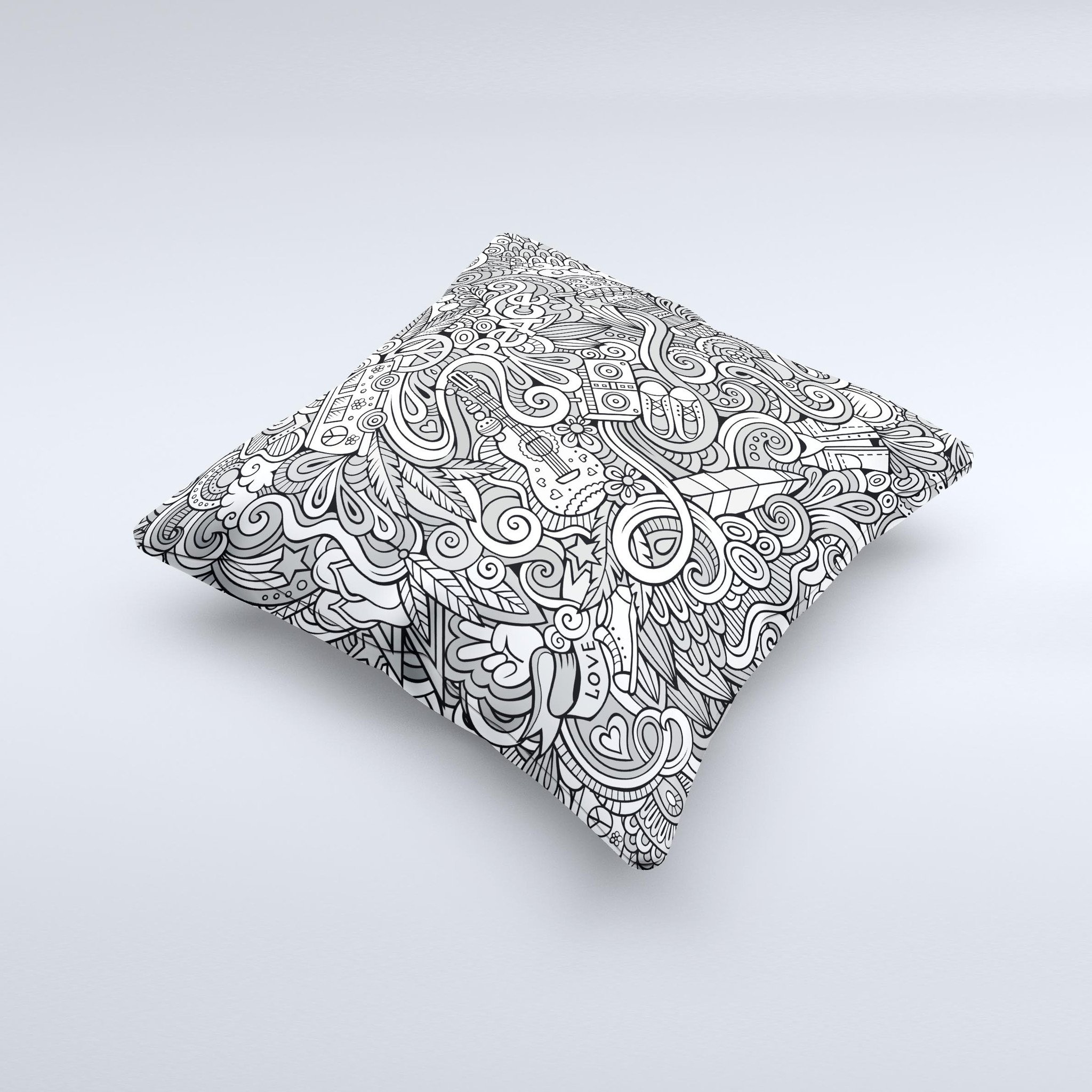 A colorful, handcrafted throw pillow featuring unique designs, made from high-quality poly/cotton fabric with plush polyester filling.
