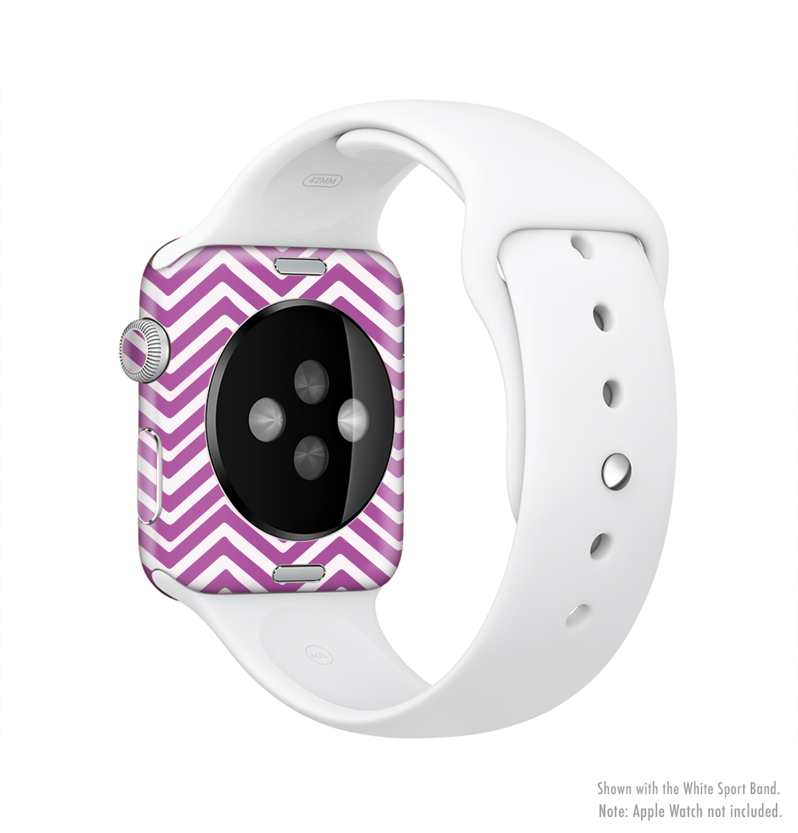 Hot Pink Thin Sharp Chevron Full-Body Skin Kit for Apple Watch, showcasing vibrant chevron pattern and sleek design.