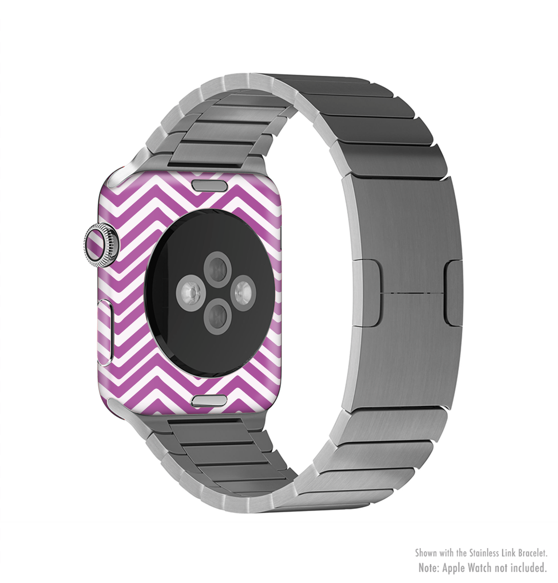 Hot Pink Thin Sharp Chevron Full-Body Skin Kit for Apple Watch, showcasing vibrant chevron pattern and sleek design.