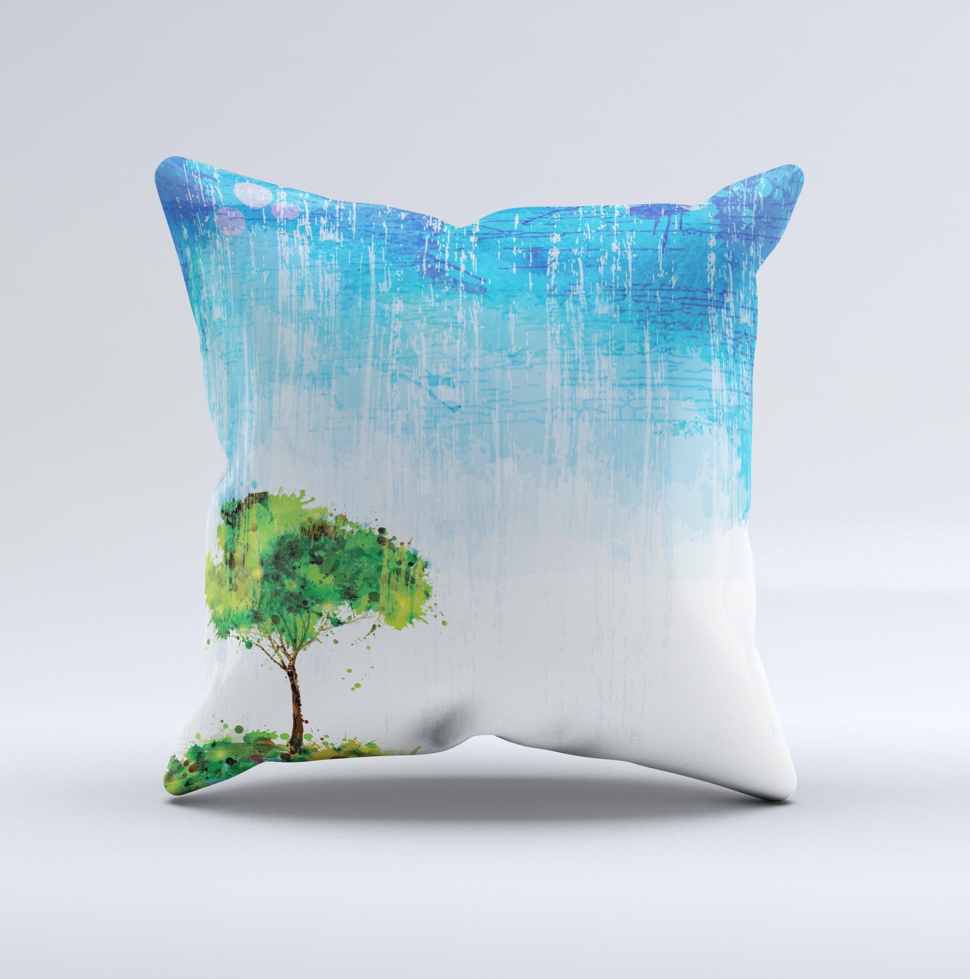 Handcrafted Individual Tree Splatter ink-Fuzed Decorative Throw Pillow featuring unique splatter design and high-quality fabric.