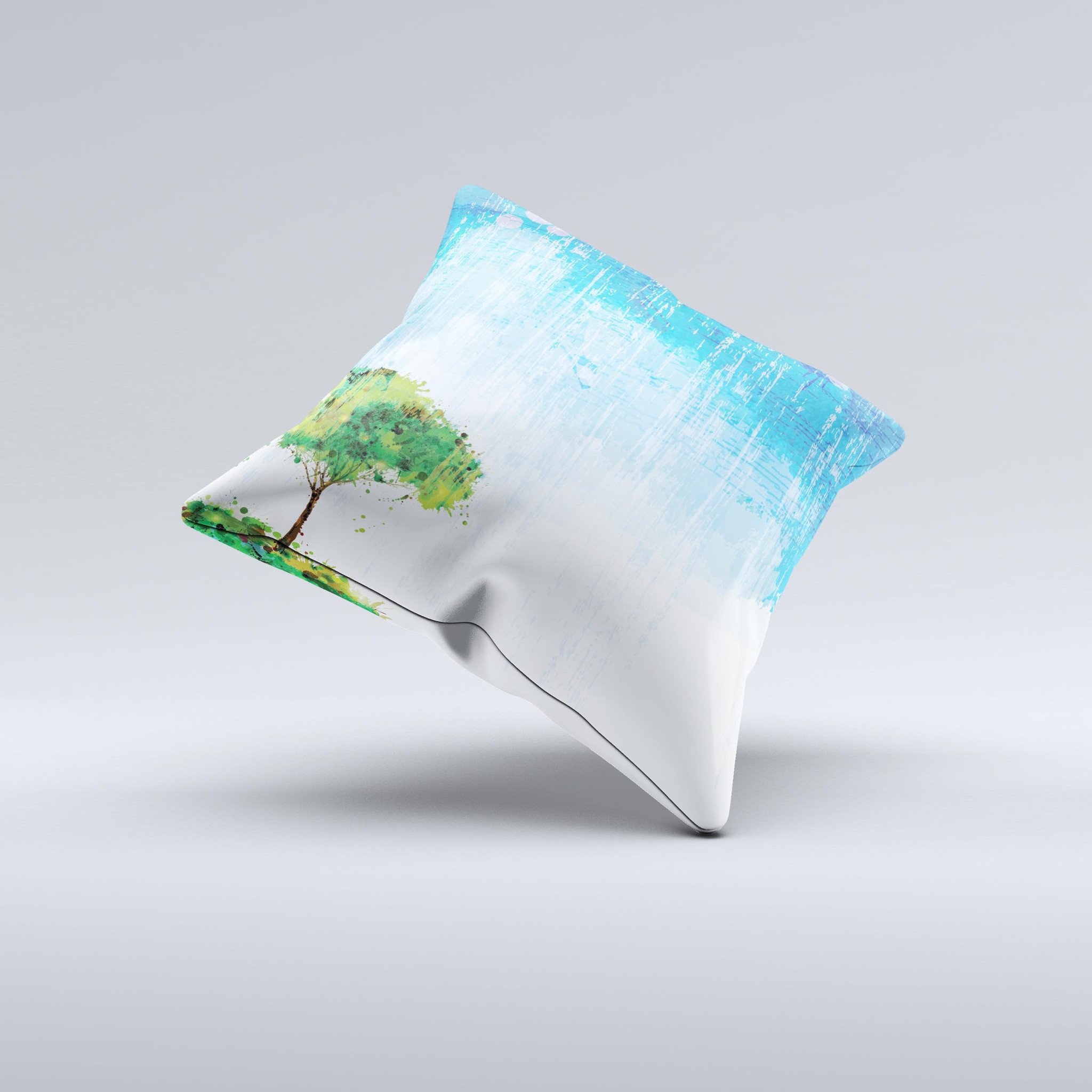 Handcrafted Individual Tree Splatter ink-Fuzed Decorative Throw Pillow featuring unique splatter design and high-quality fabric.