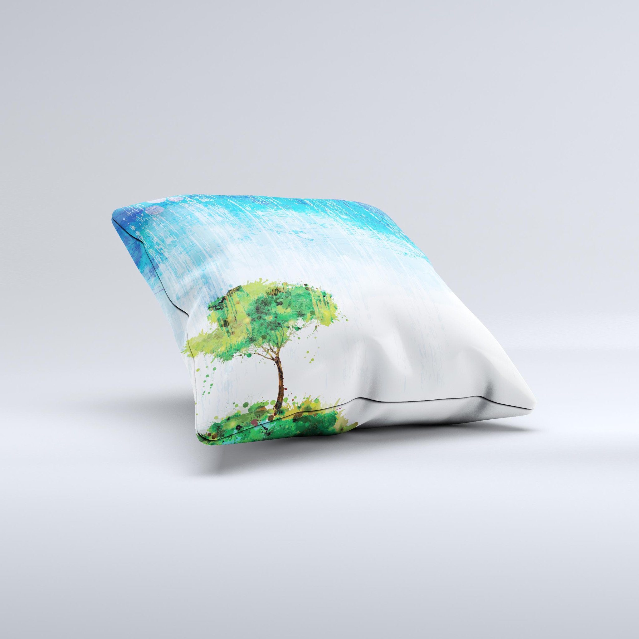 Handcrafted Individual Tree Splatter ink-Fuzed Decorative Throw Pillow featuring unique splatter design and high-quality fabric.