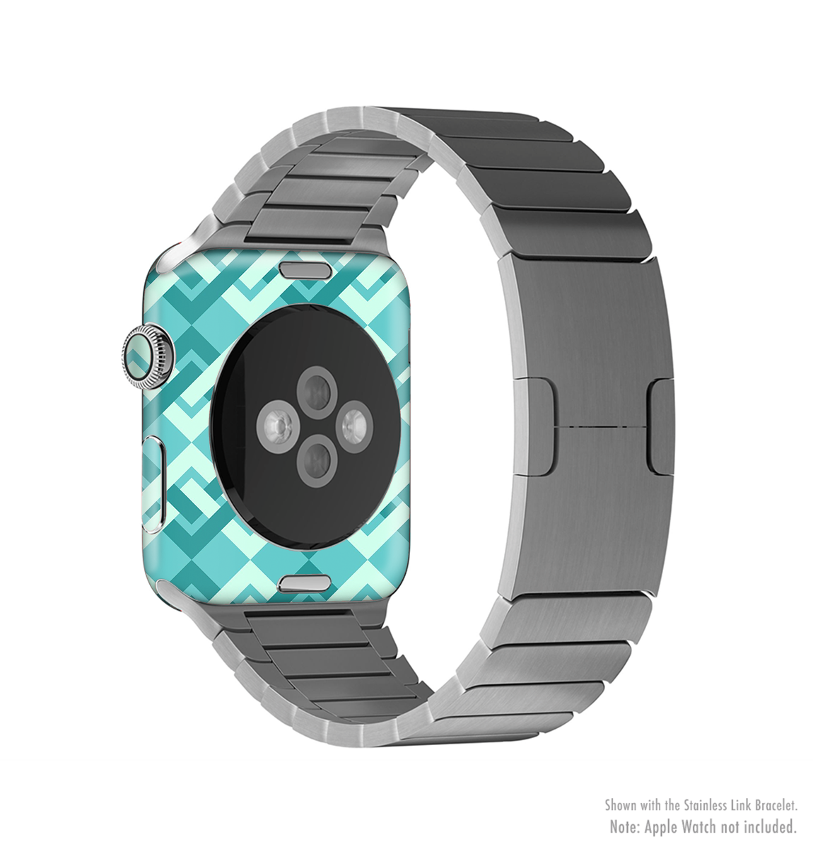 Locking Green Pattern Full-Body Skin Kit for Apple Watch, showcasing its vibrant design and premium vinyl material.