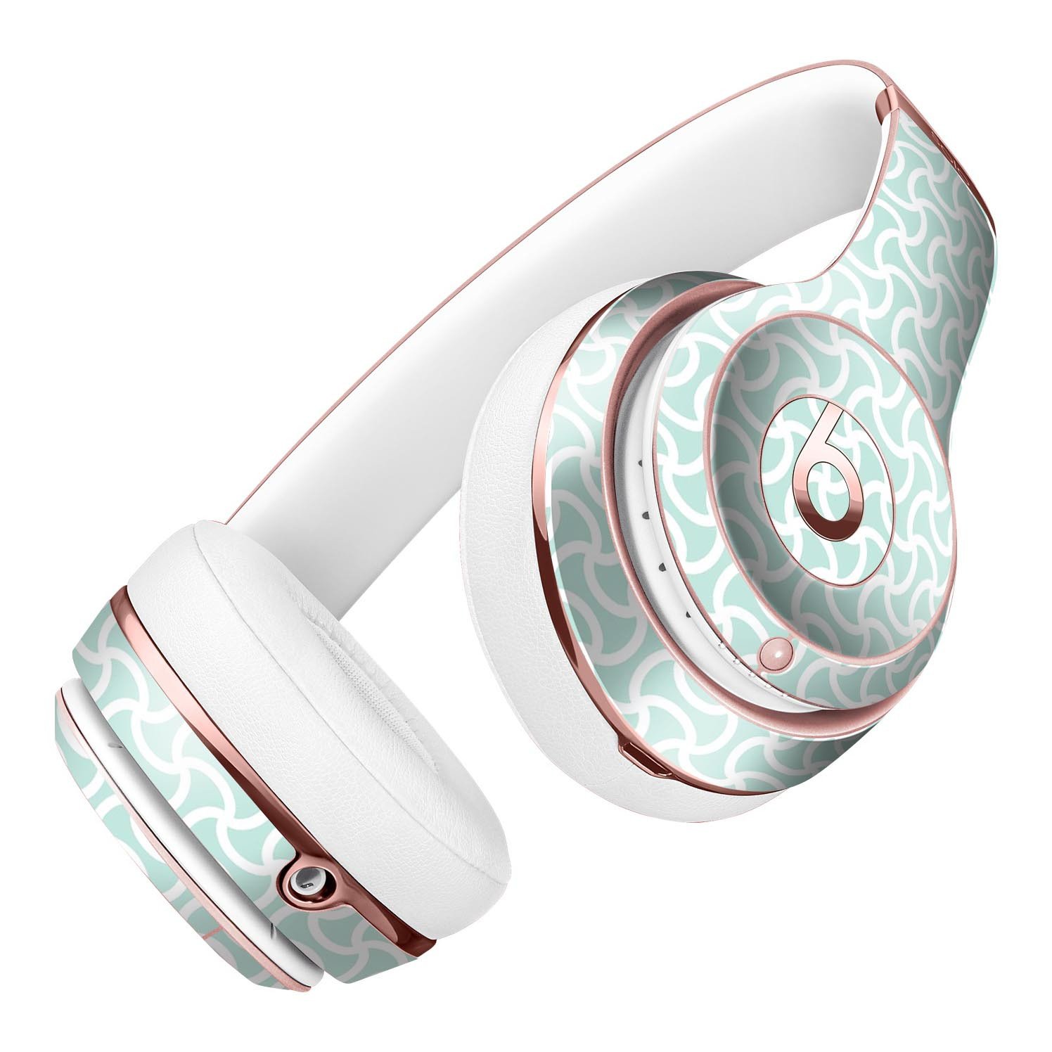 Mint and White Axed Pattern Full-Body Skin Kit for Beats by Dre Solo 3 Wireless Headphones, showcasing a stylish design and premium vinyl material.