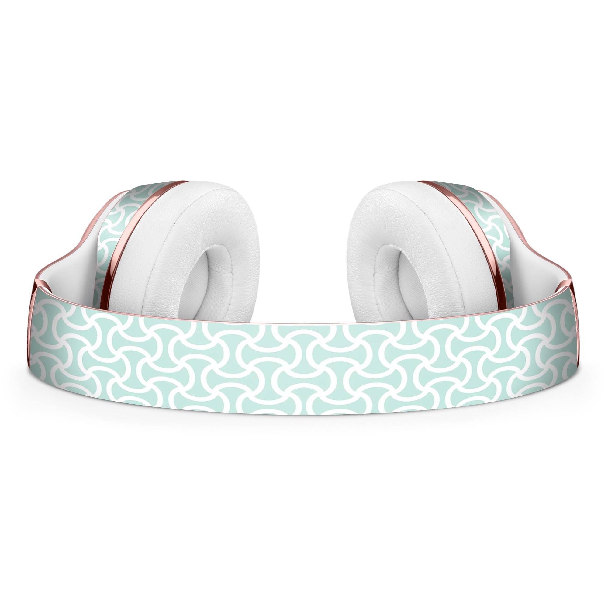 Mint and White Axed Pattern Full-Body Skin Kit for Beats by Dre Solo 3 Wireless Headphones, showcasing a stylish design and premium vinyl material.