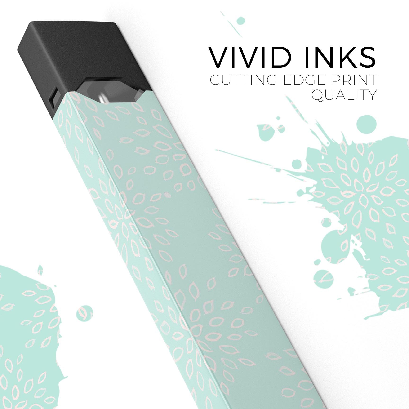 The Mint Flower Sprout premium decal skin-wrap sticker for JUUL vaping device, showcasing vibrant mint floral design.