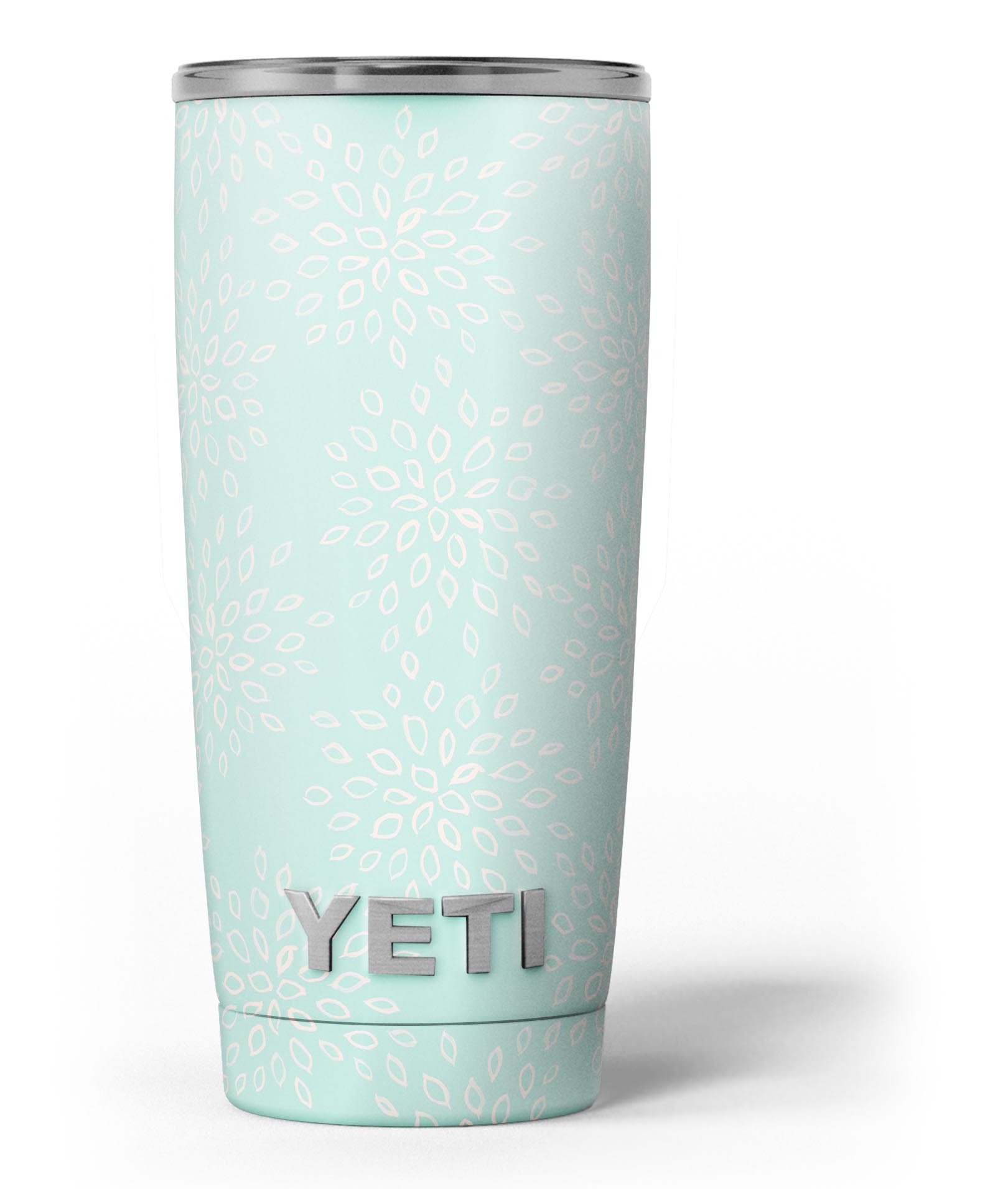 The Mint Flower Sprout skin decal vinyl wrap kit for Yeti Coolers, showcasing vibrant mint floral design and premium quality vinyl material.