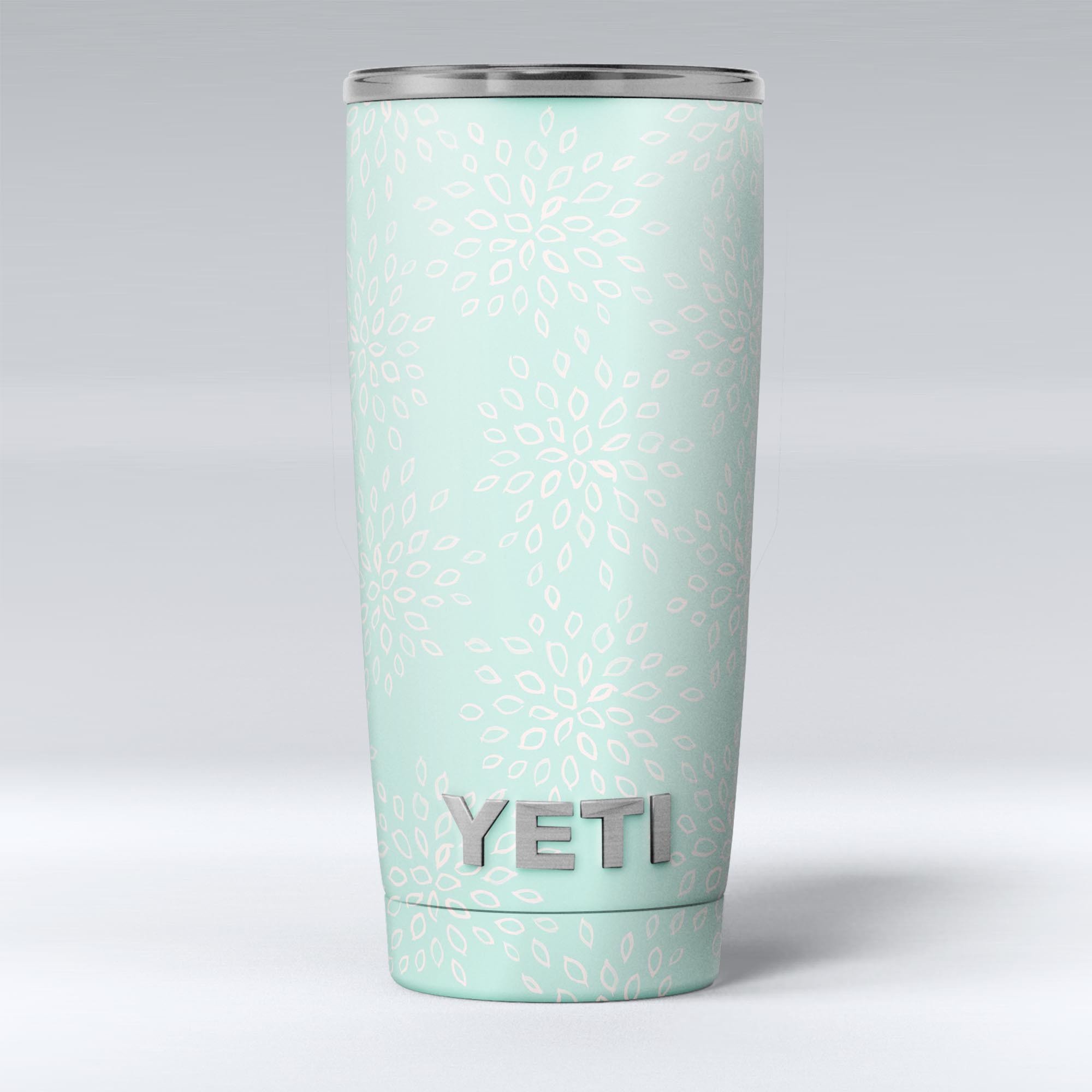 The Mint Flower Sprout skin decal vinyl wrap kit for Yeti Coolers, showcasing vibrant mint floral design and premium quality vinyl material.