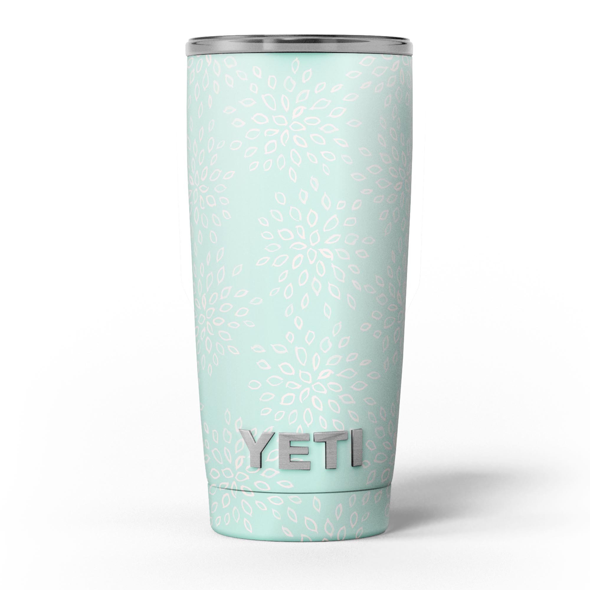 The Mint Flower Sprout skin decal vinyl wrap kit for Yeti Coolers, showcasing vibrant mint floral design and premium quality vinyl material.