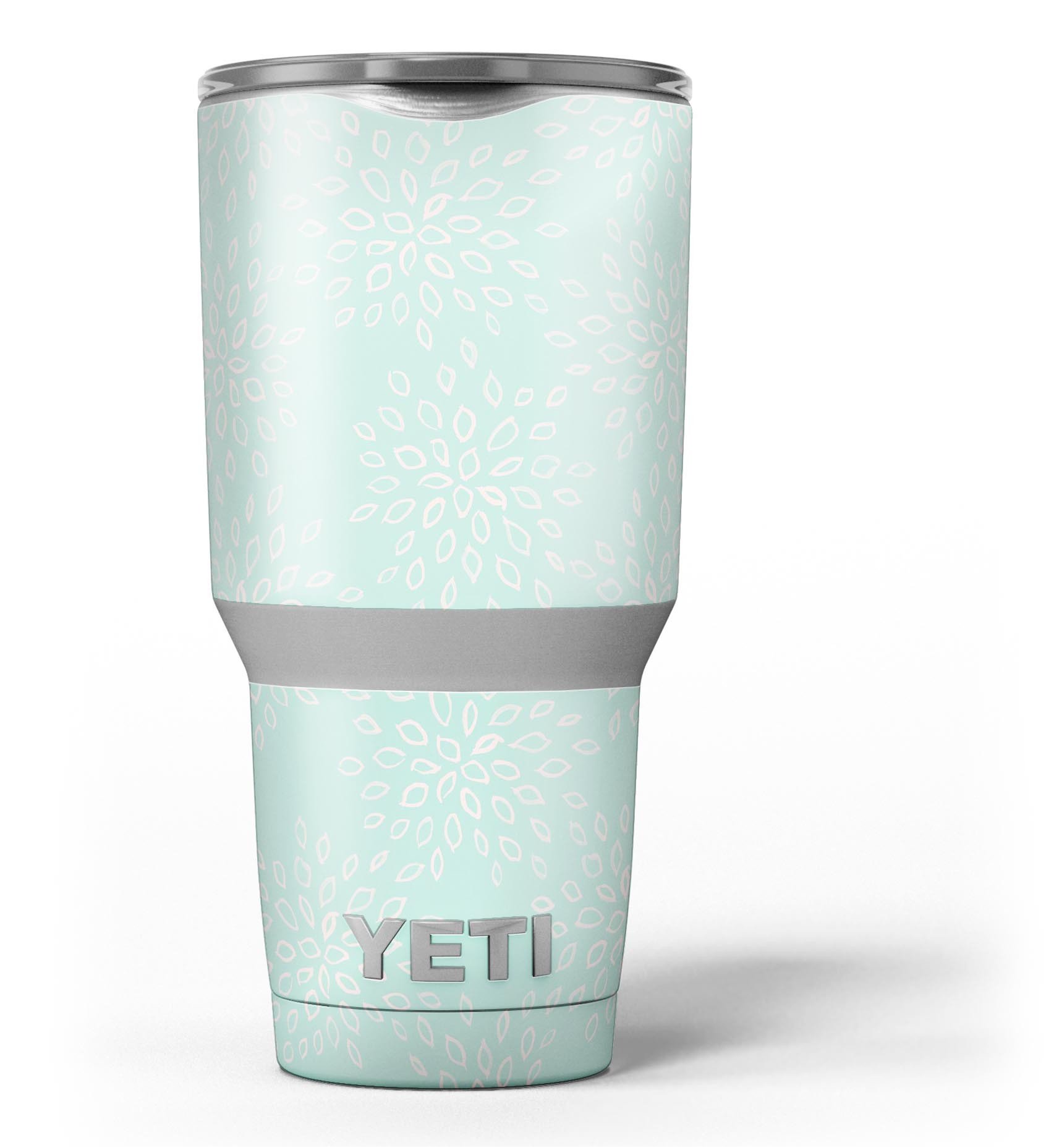 The Mint Flower Sprout skin decal vinyl wrap kit for Yeti Coolers, showcasing vibrant mint floral design and premium quality vinyl material.