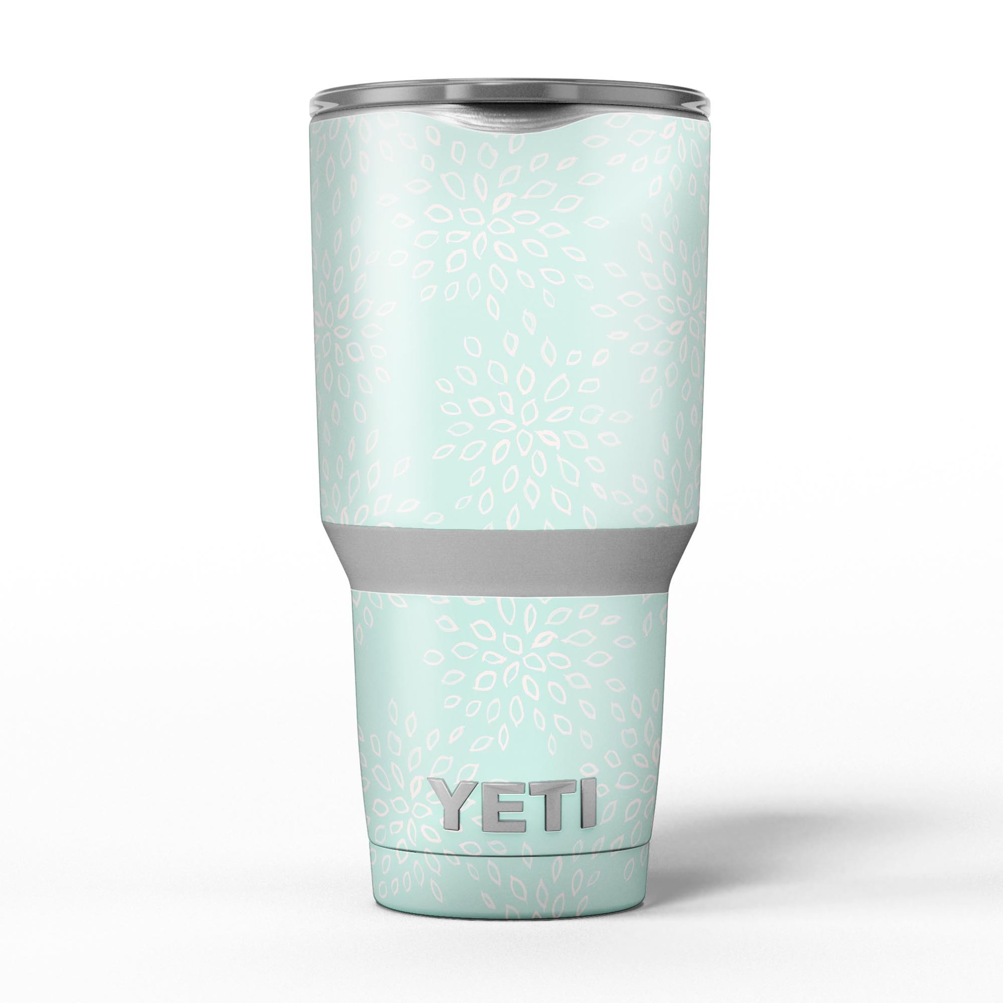 The Mint Flower Sprout skin decal vinyl wrap kit for Yeti Coolers, showcasing vibrant mint floral design and premium quality vinyl material.