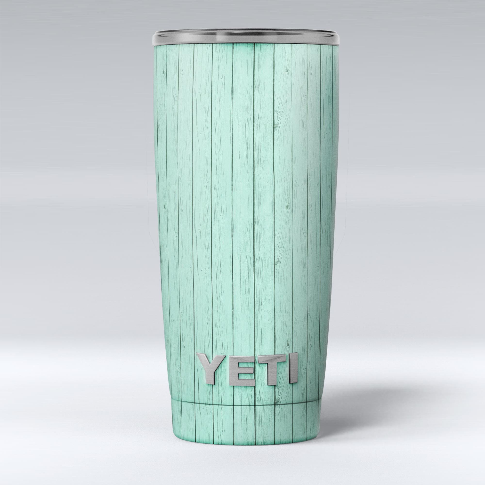 Mint Green Wood Planks skin decal vinyl wrap kit for Yeti Coolers, showcasing a stylish wood design for personalized protection.